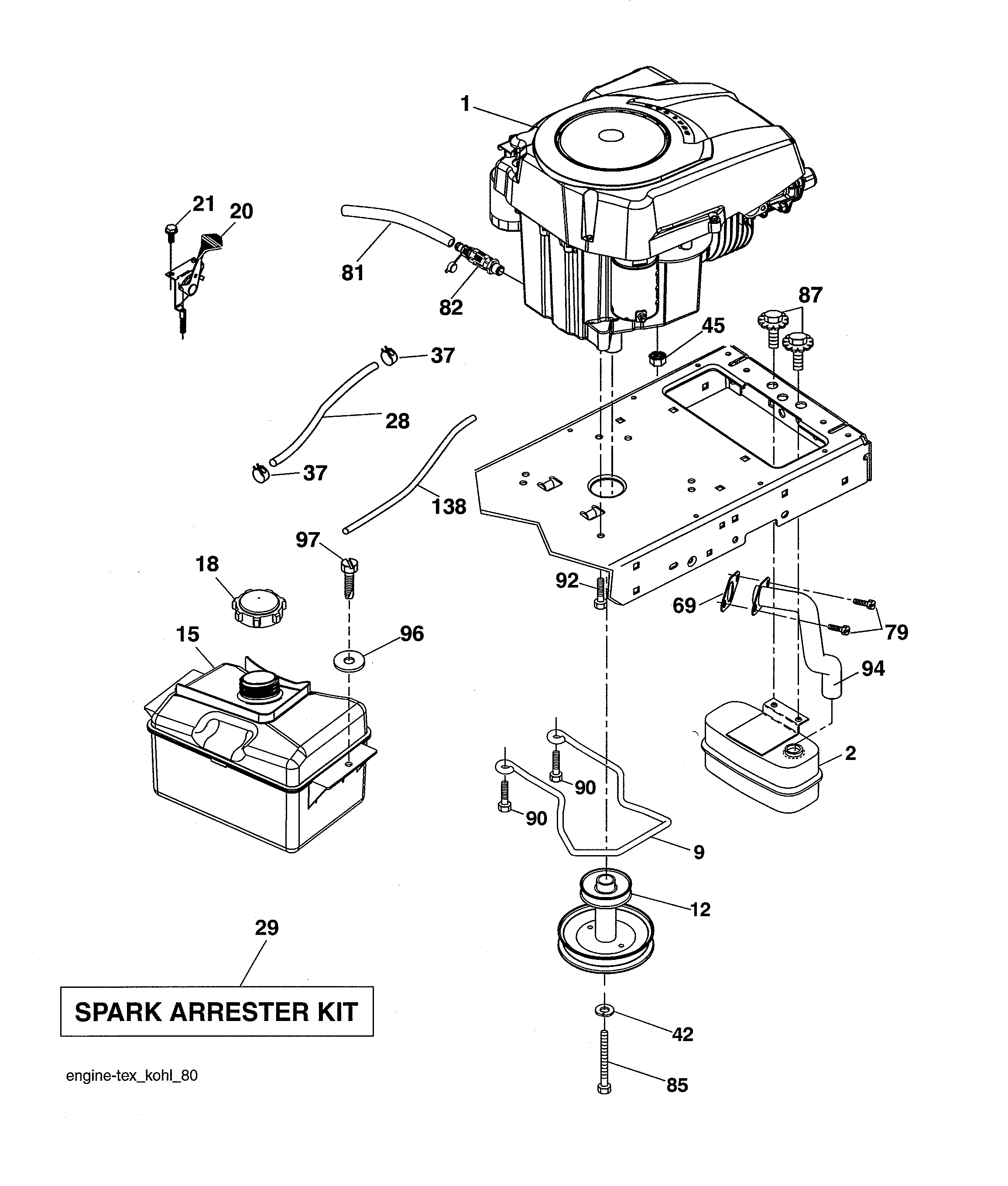 Poulan PB20A46-96042016701 engine diagram