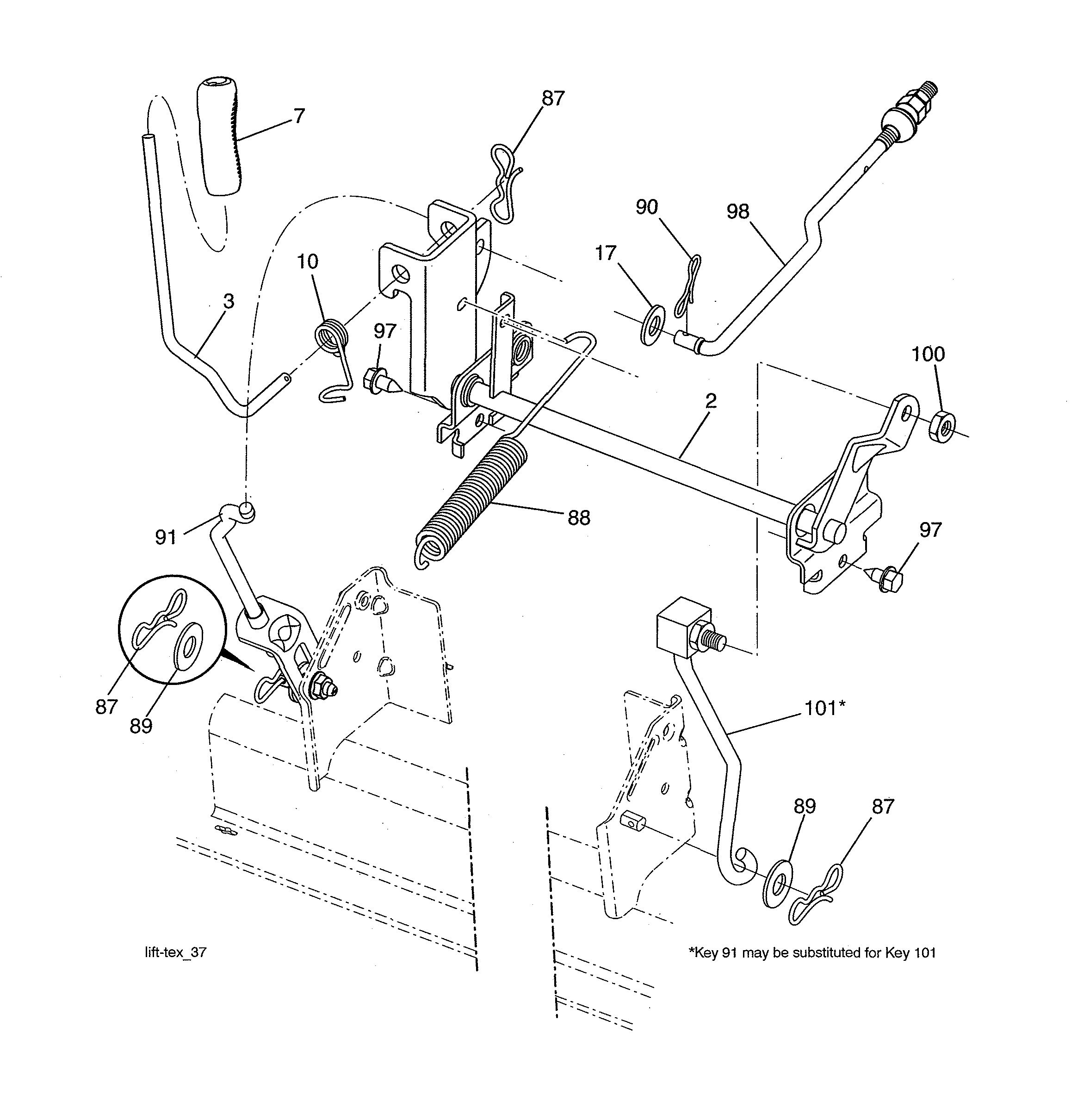 Poulan PB20A46-96042016701 mower lift diagram