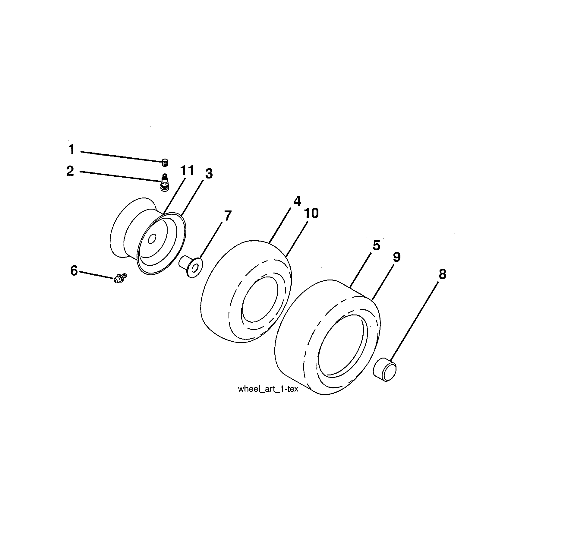 Poulan PB20A46-96042016701 wheels & tires diagram