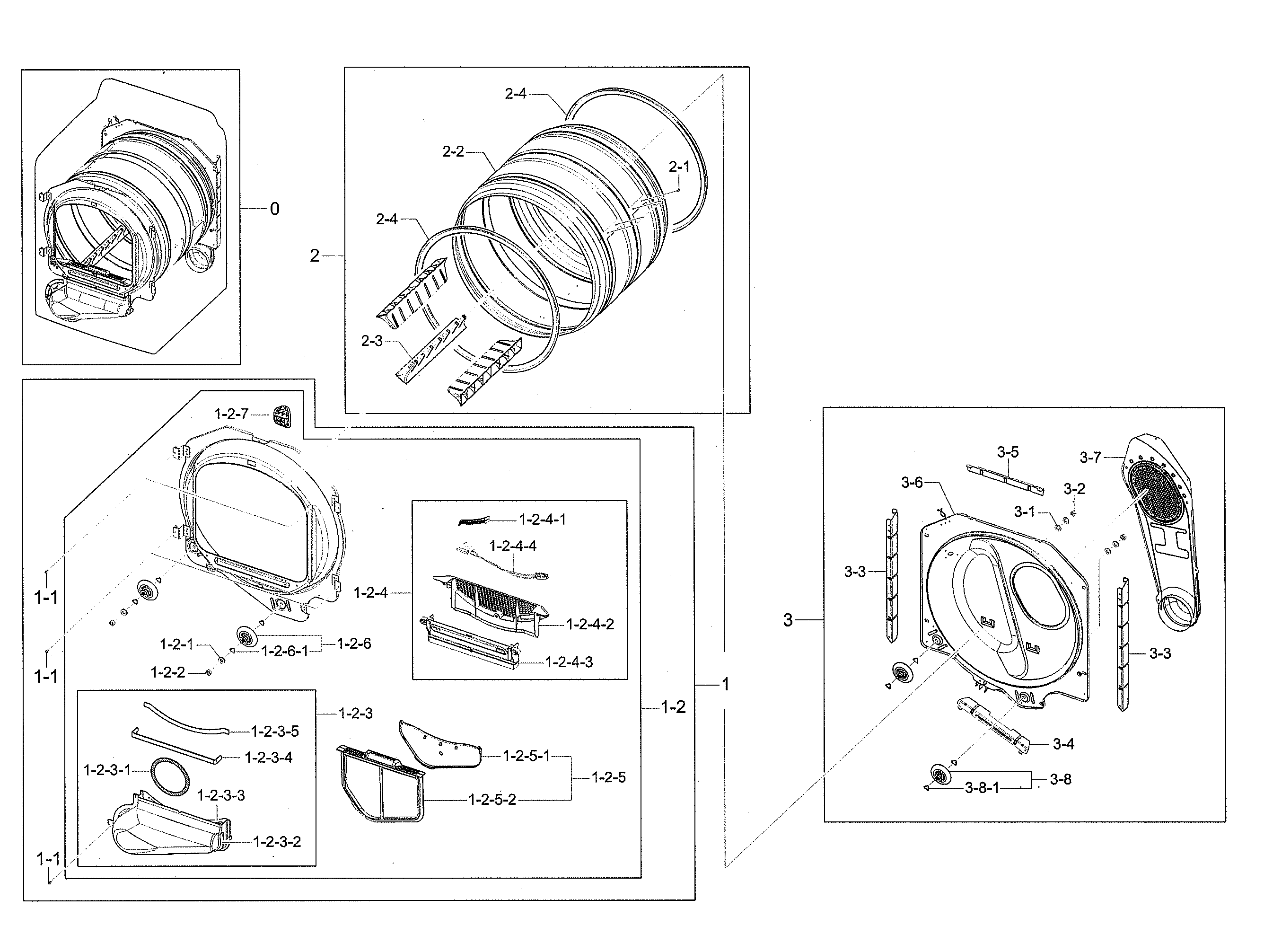 Samsung DV40J3000EW/A2-01 drum diagram