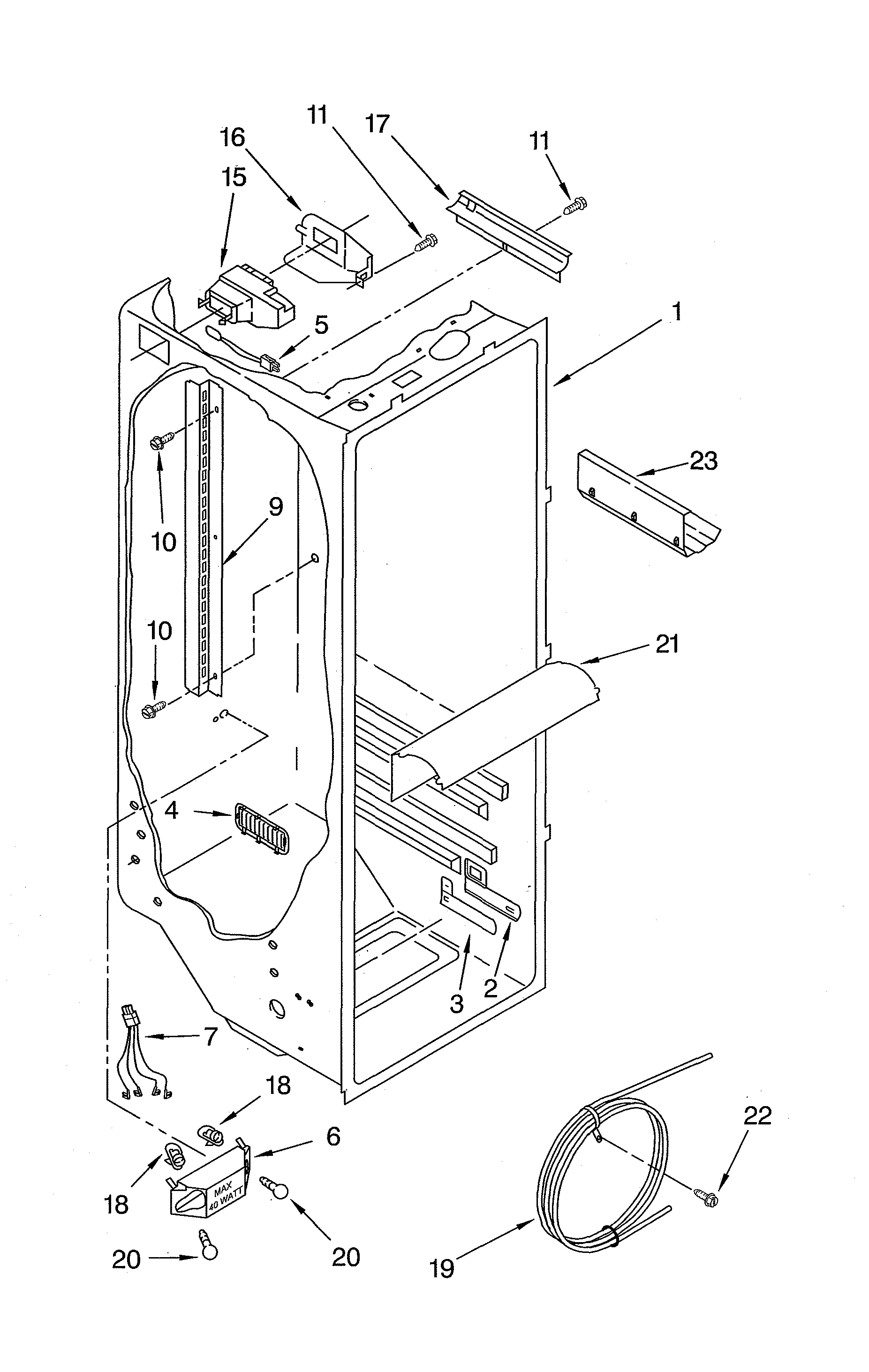 KitchenAid KSRS27ILBT03 refrigerator liner diagram