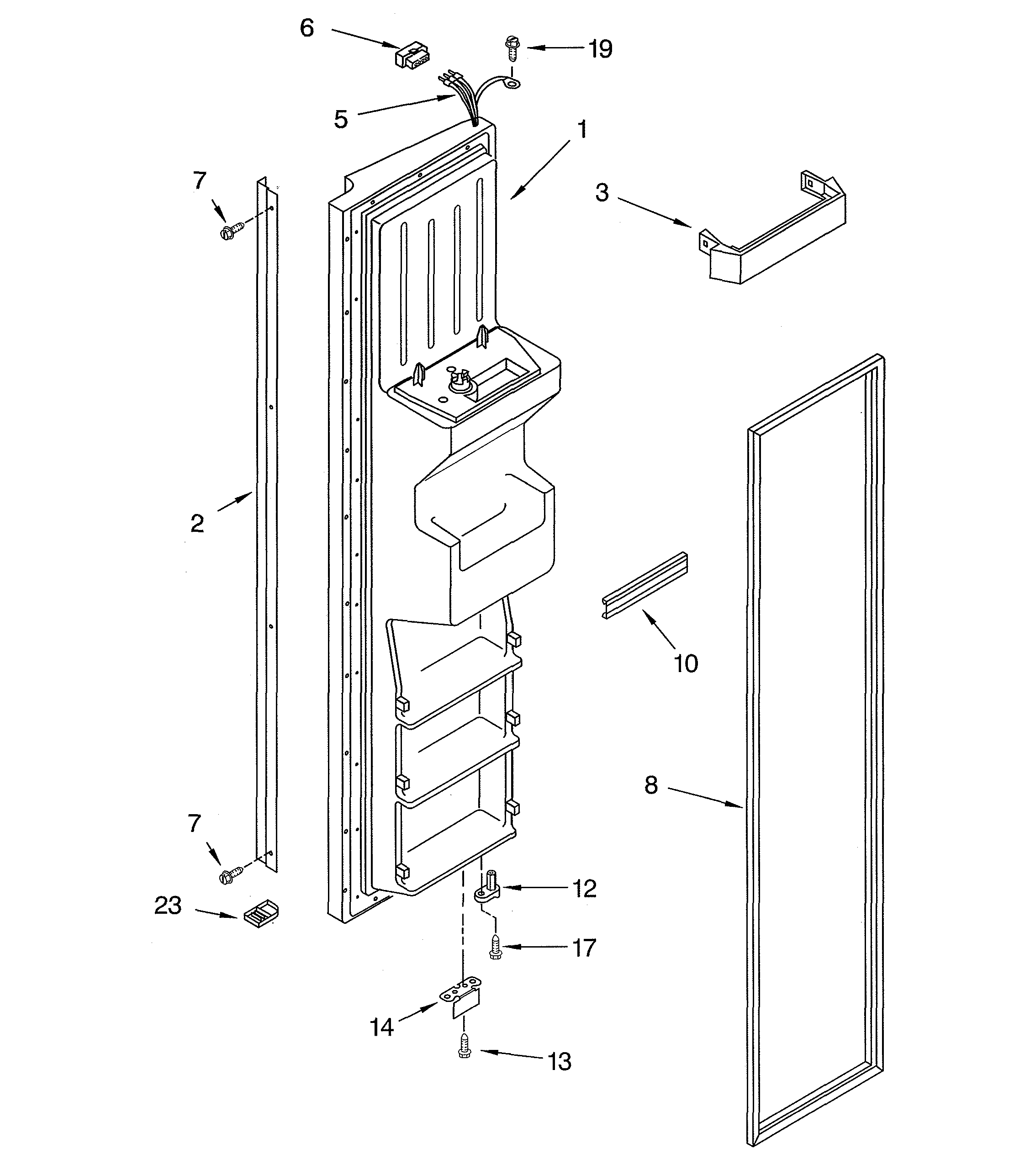 KitchenAid KSRS27ILBT03 freezer door diagram