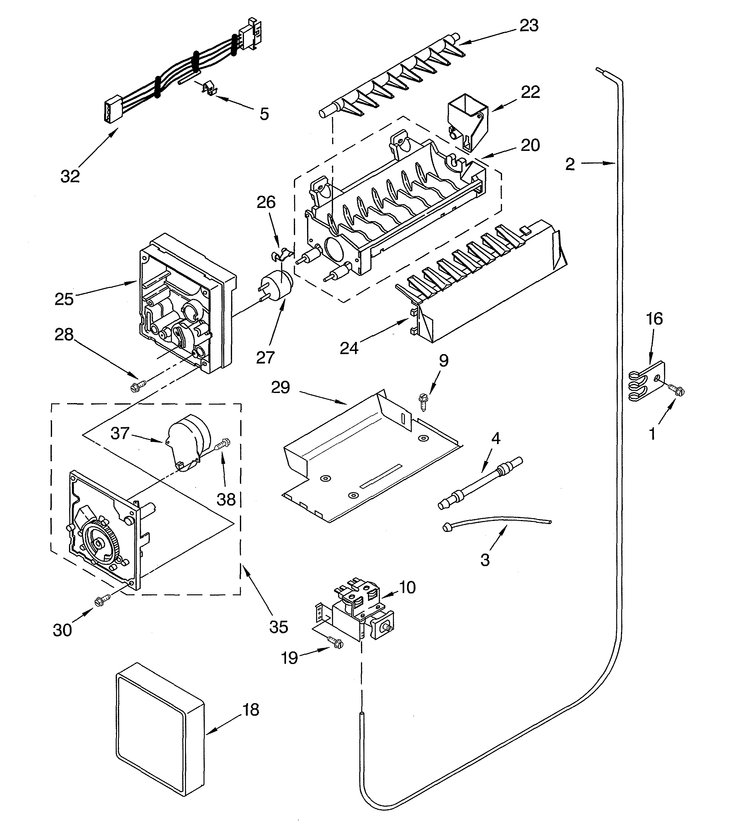 KitchenAid KSRS27ILBT03 icemaker diagram