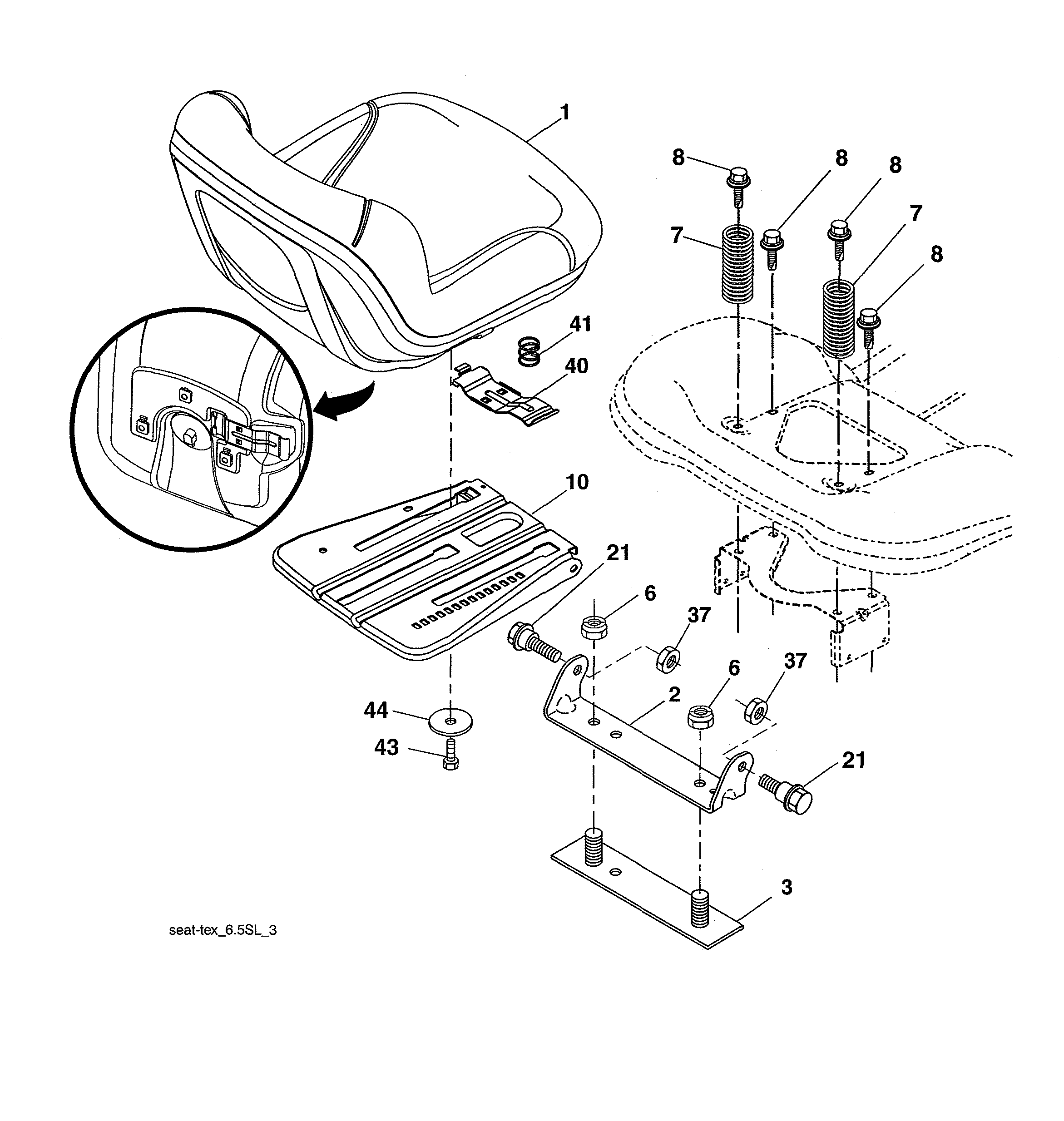 Husqvarna SRD17530-280022 seat assembly diagram
