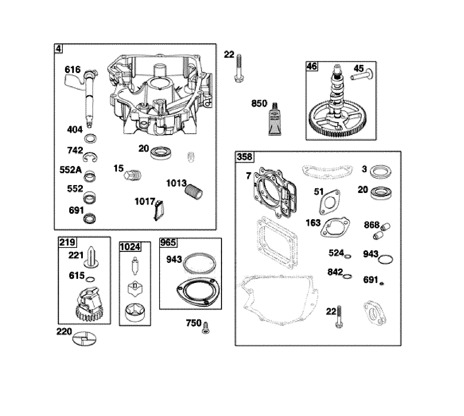 Craftsman 247273340 camshaft/sump/gasket set diagram