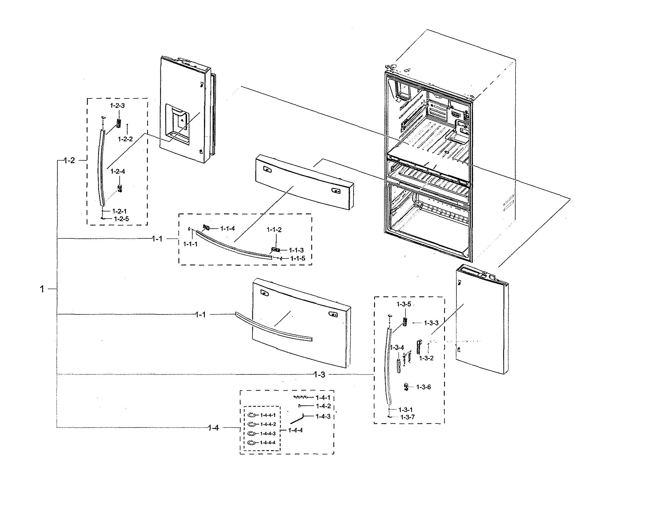 Samsung RF28R7351SR/AA-00 handle parts diagram