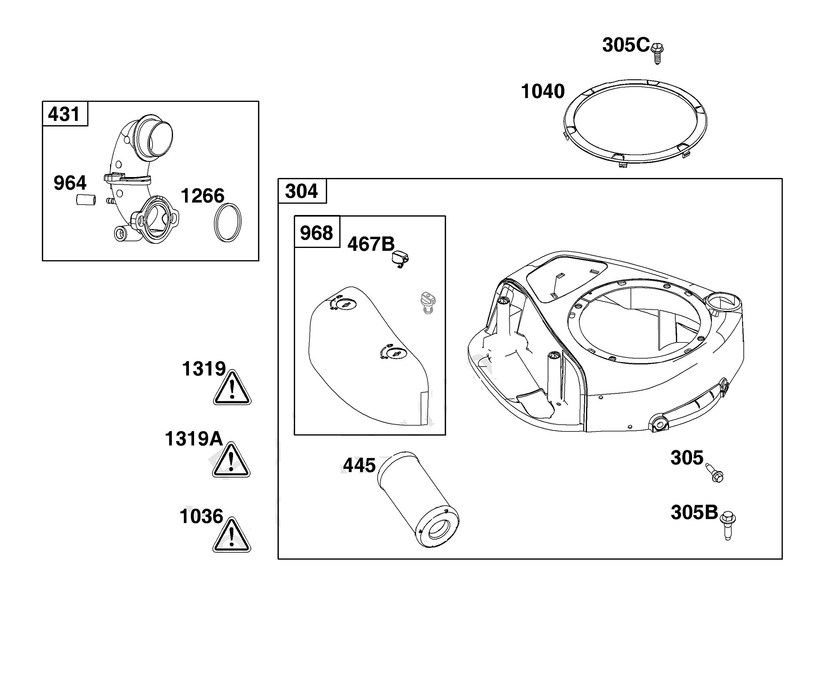 Craftsman CMXGRAM1130036 blower housing & air cleaner diagram