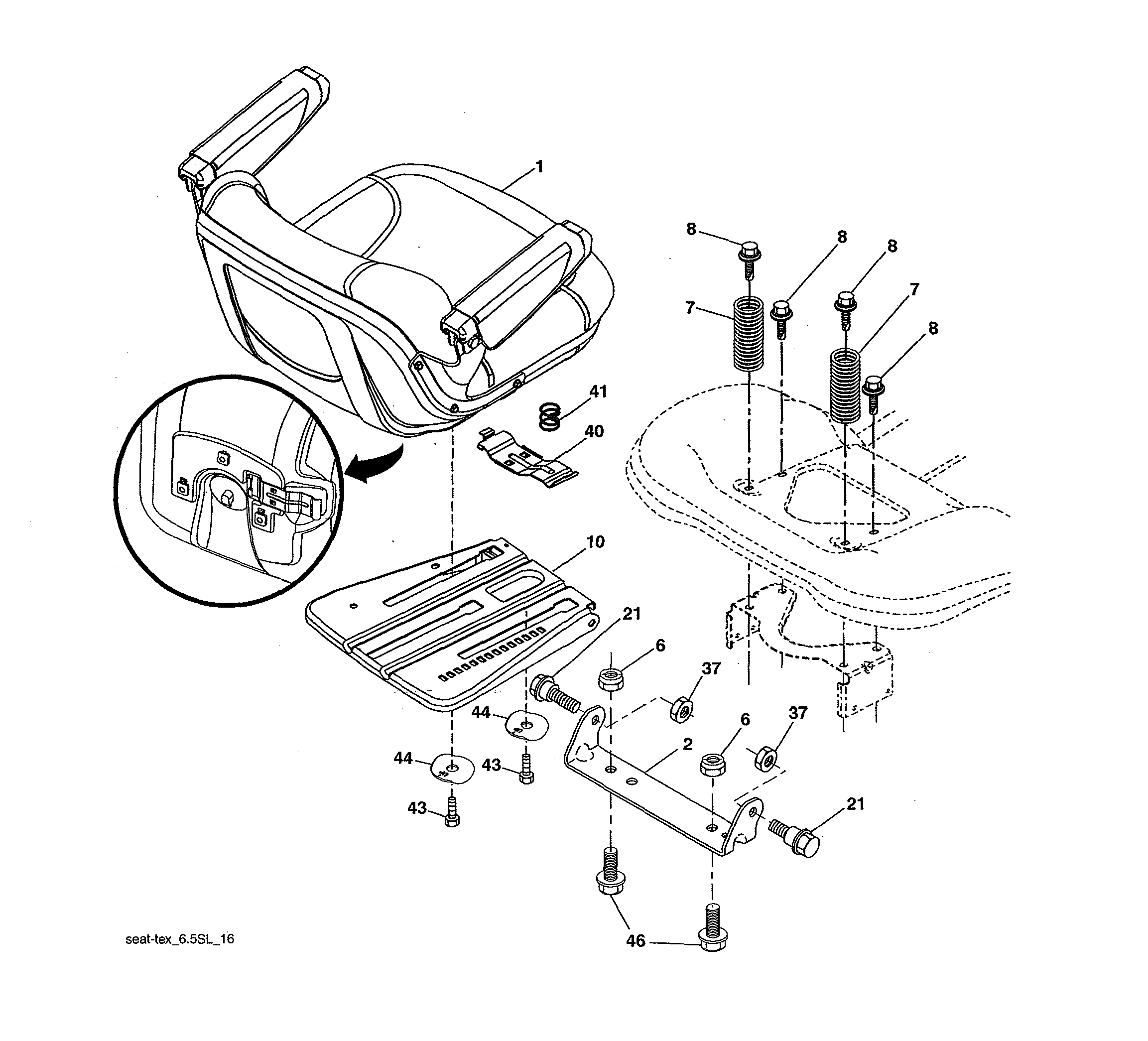 Craftsman 96042022000 seat assembly diagram