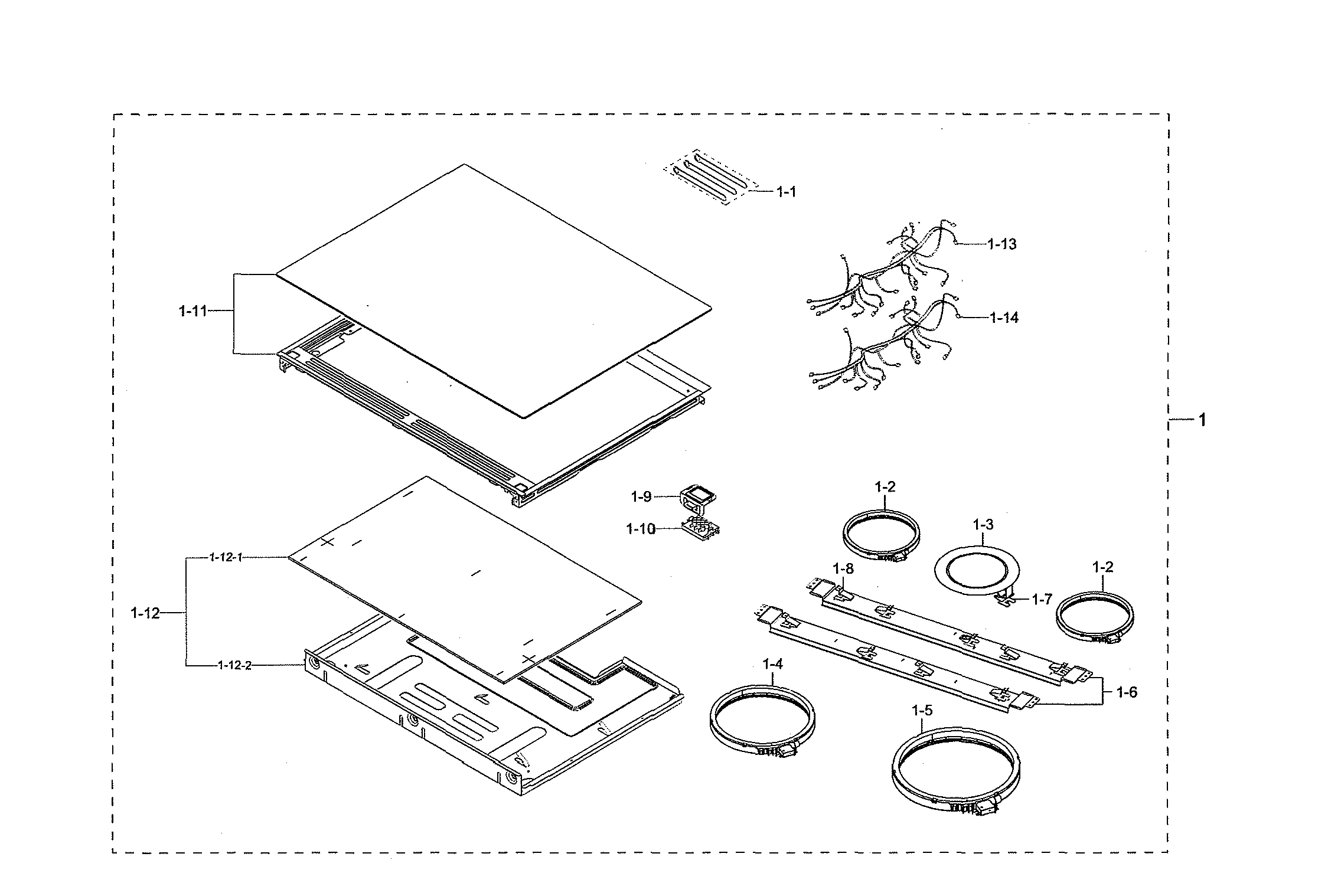 Samsung NE58R9431SG/AA-00 cooktop assembly diagram
