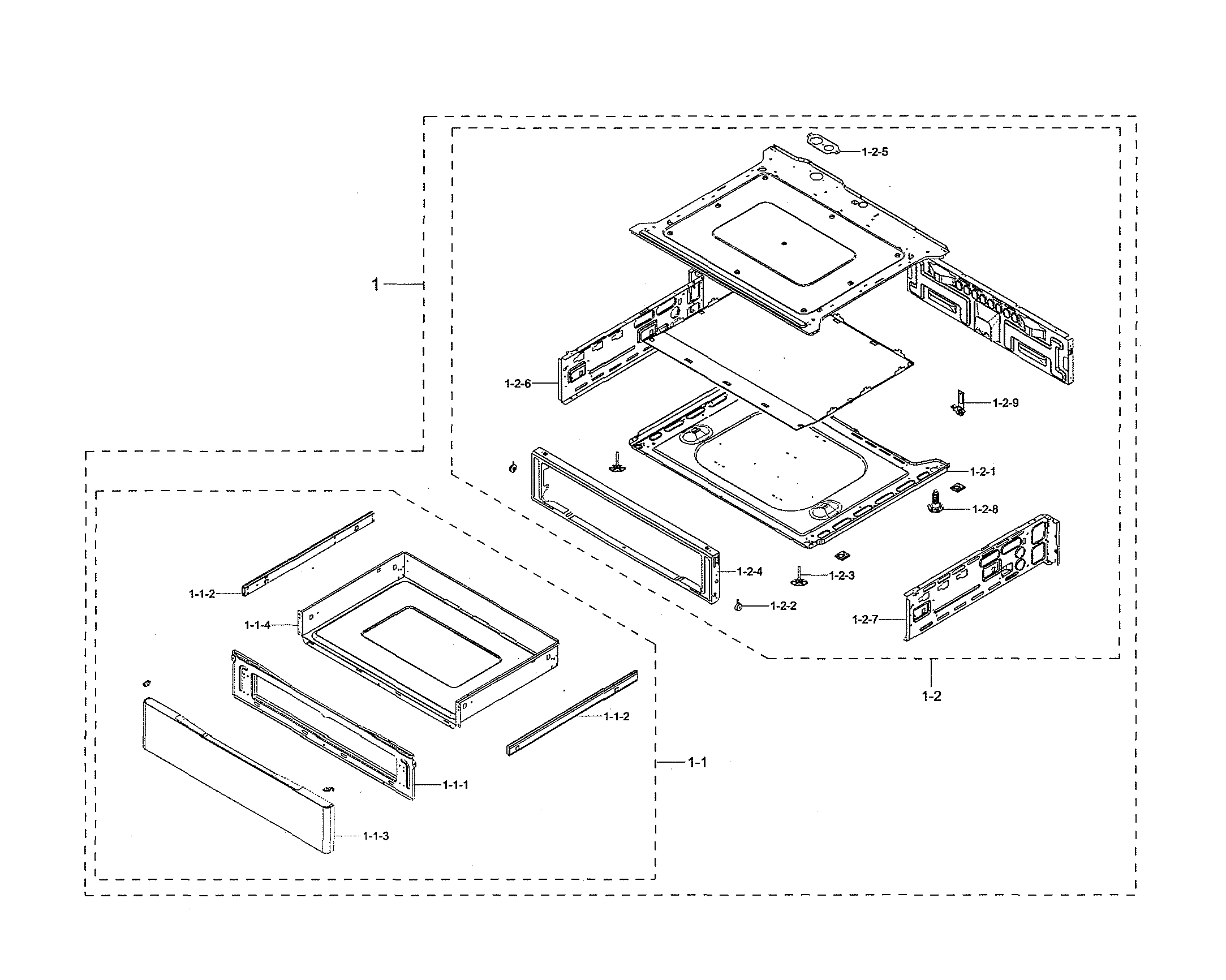 Samsung NE58R9431SG/AA-00 drawer assembly diagram