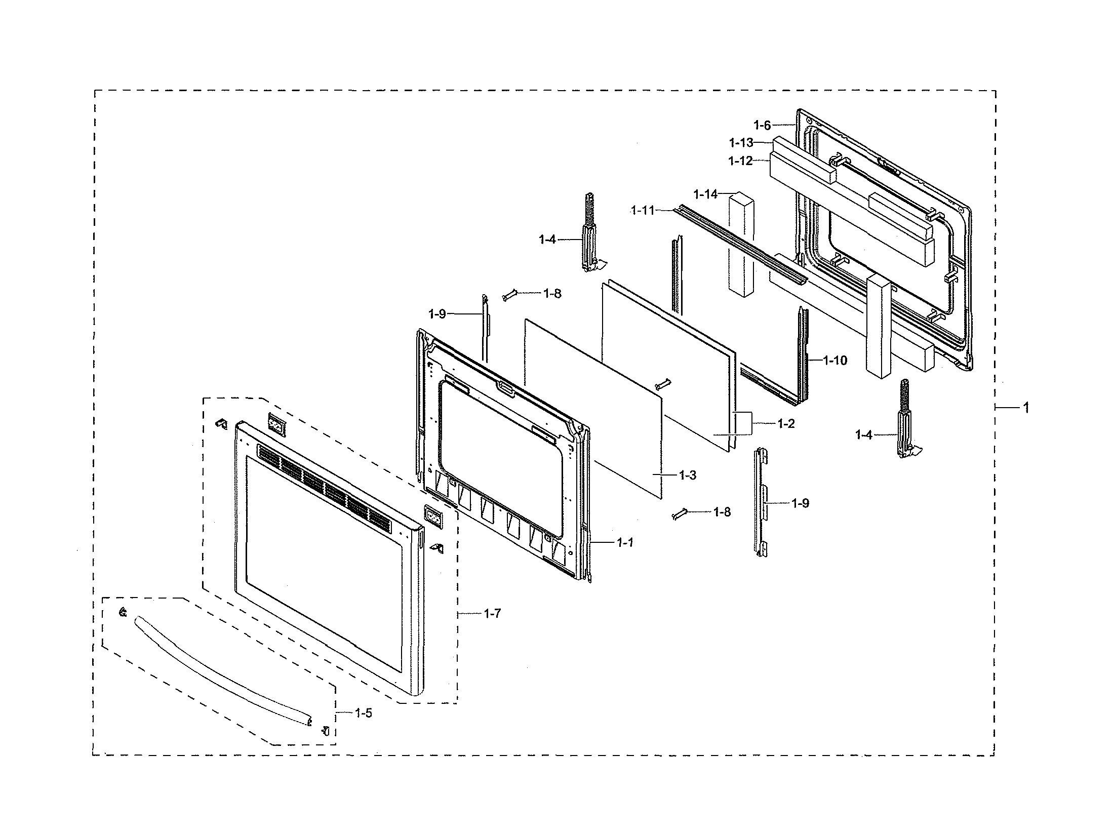 Samsung NX58R9421SS/AA-00 door assembly diagram