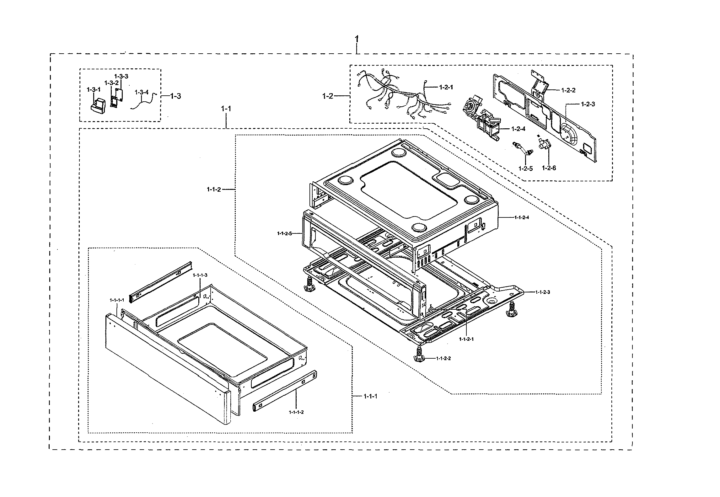 Samsung NX58R9421SS/AA-00 drawer assembly diagram
