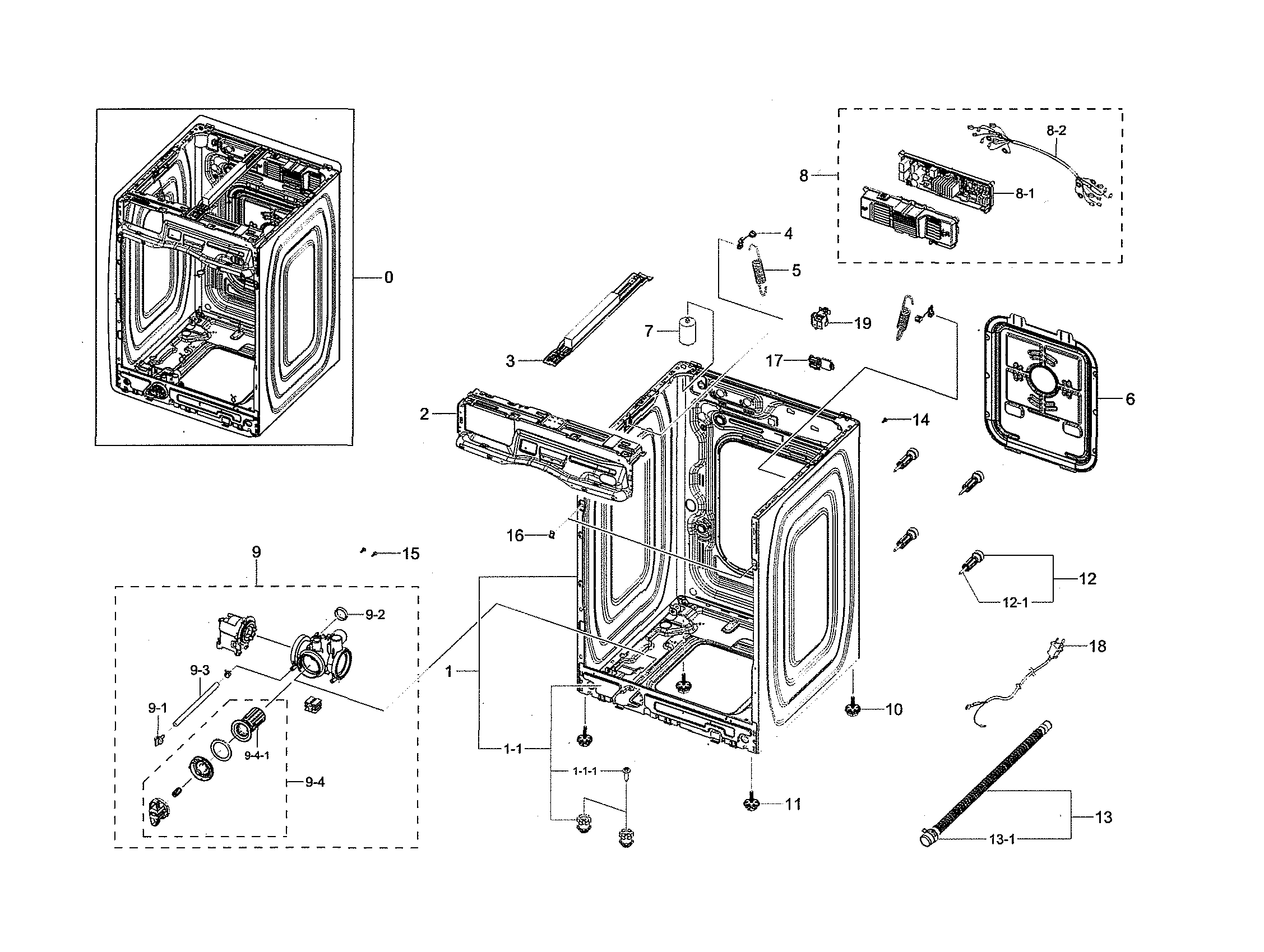 Samsung WF45R6100AW/US-00 frame & cover diagram