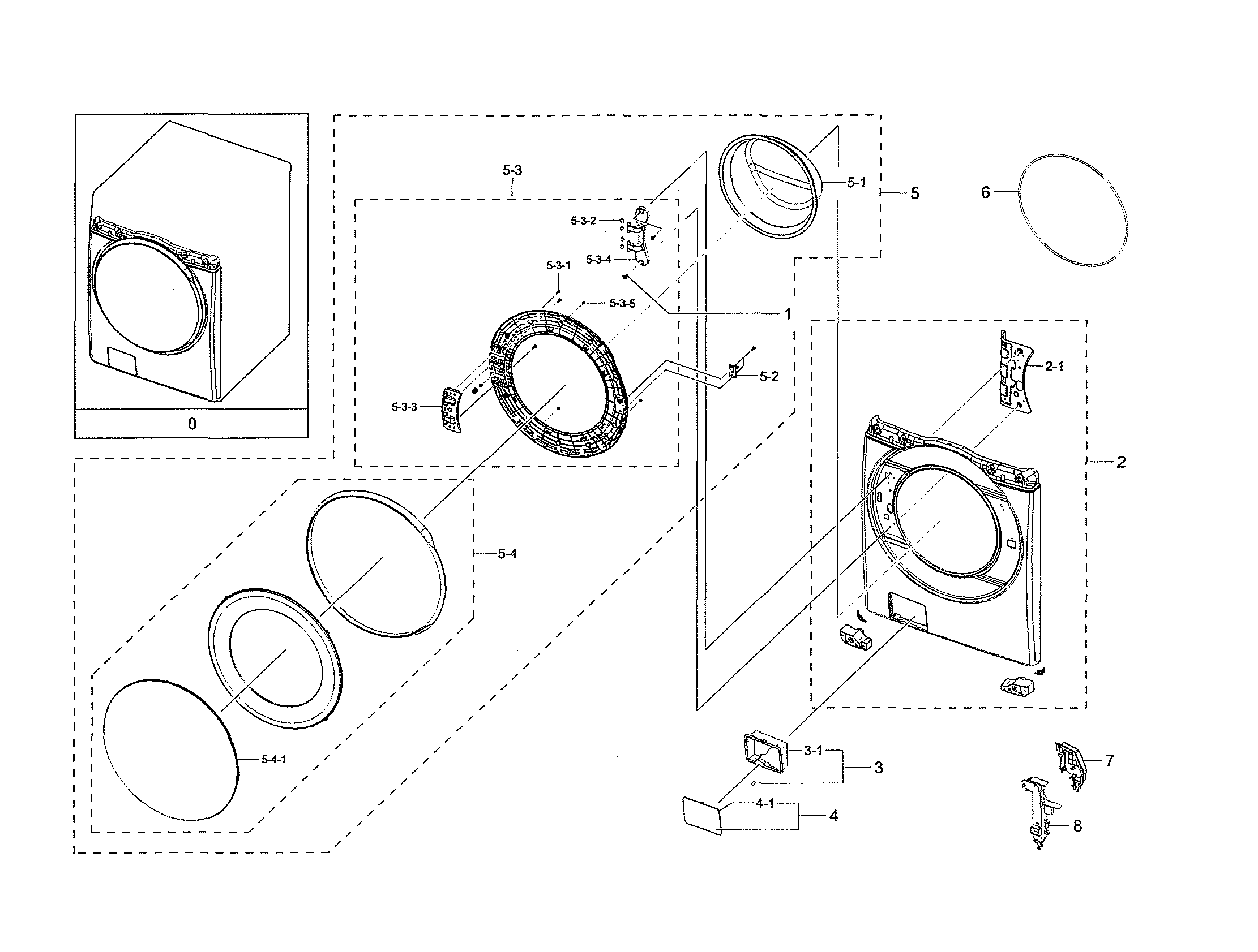Samsung WF45R6100AW/US-00 front assembly diagram