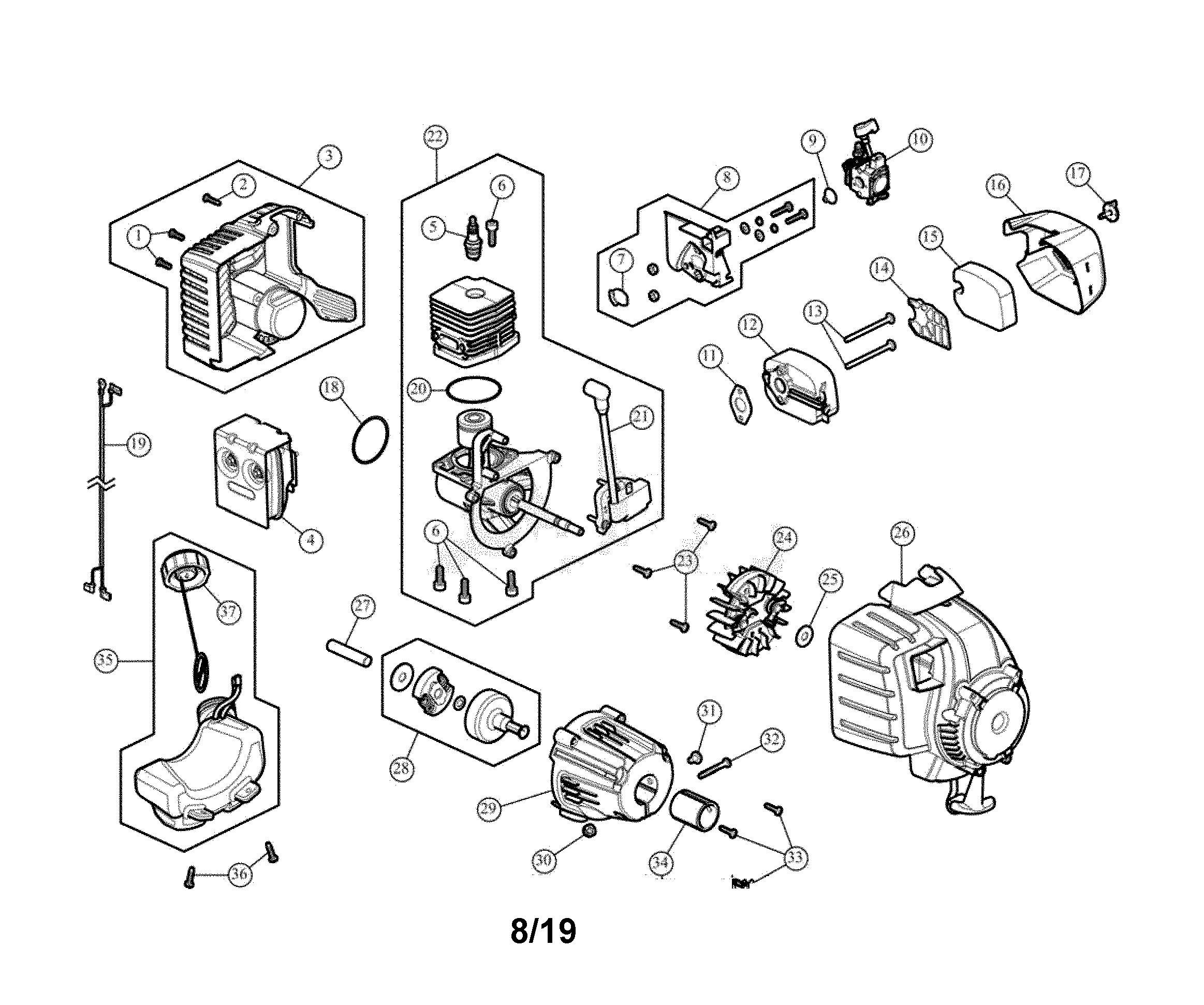 MTD 21AKC25C793 engine assembly diagram