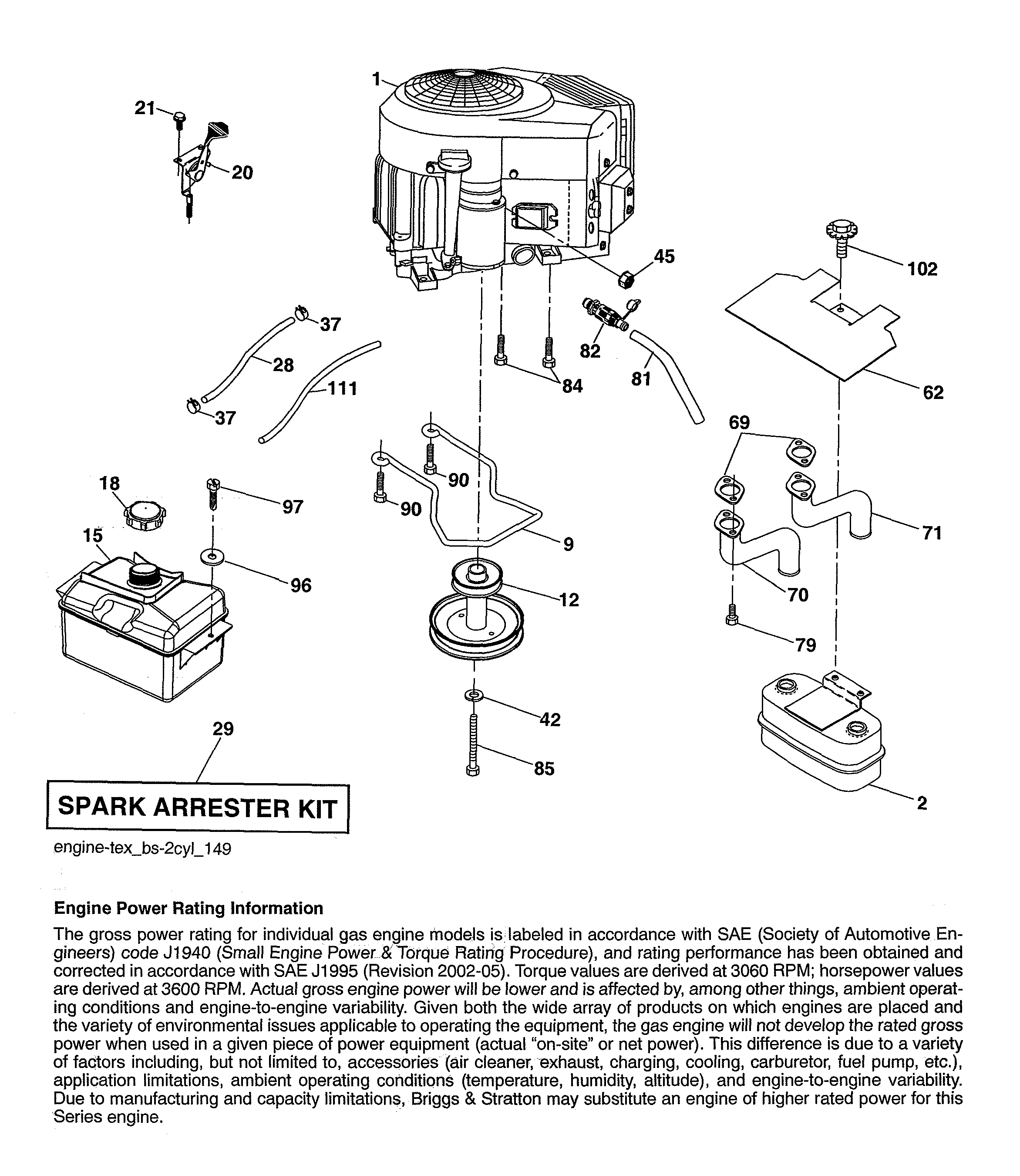 Jonsered YT46-96043019700 engine diagram