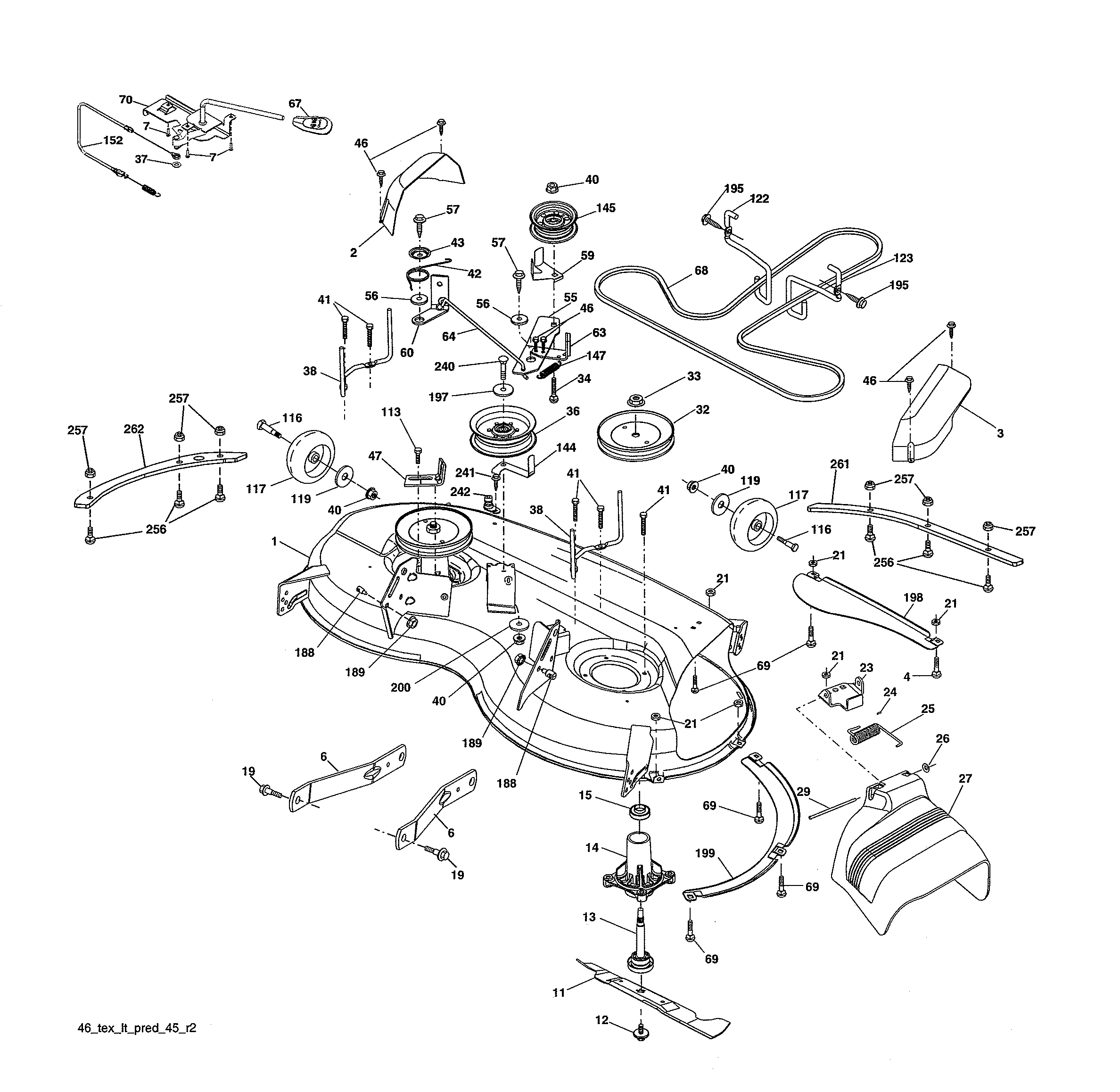 Jonsered YT46-96043019700 mower deck diagram