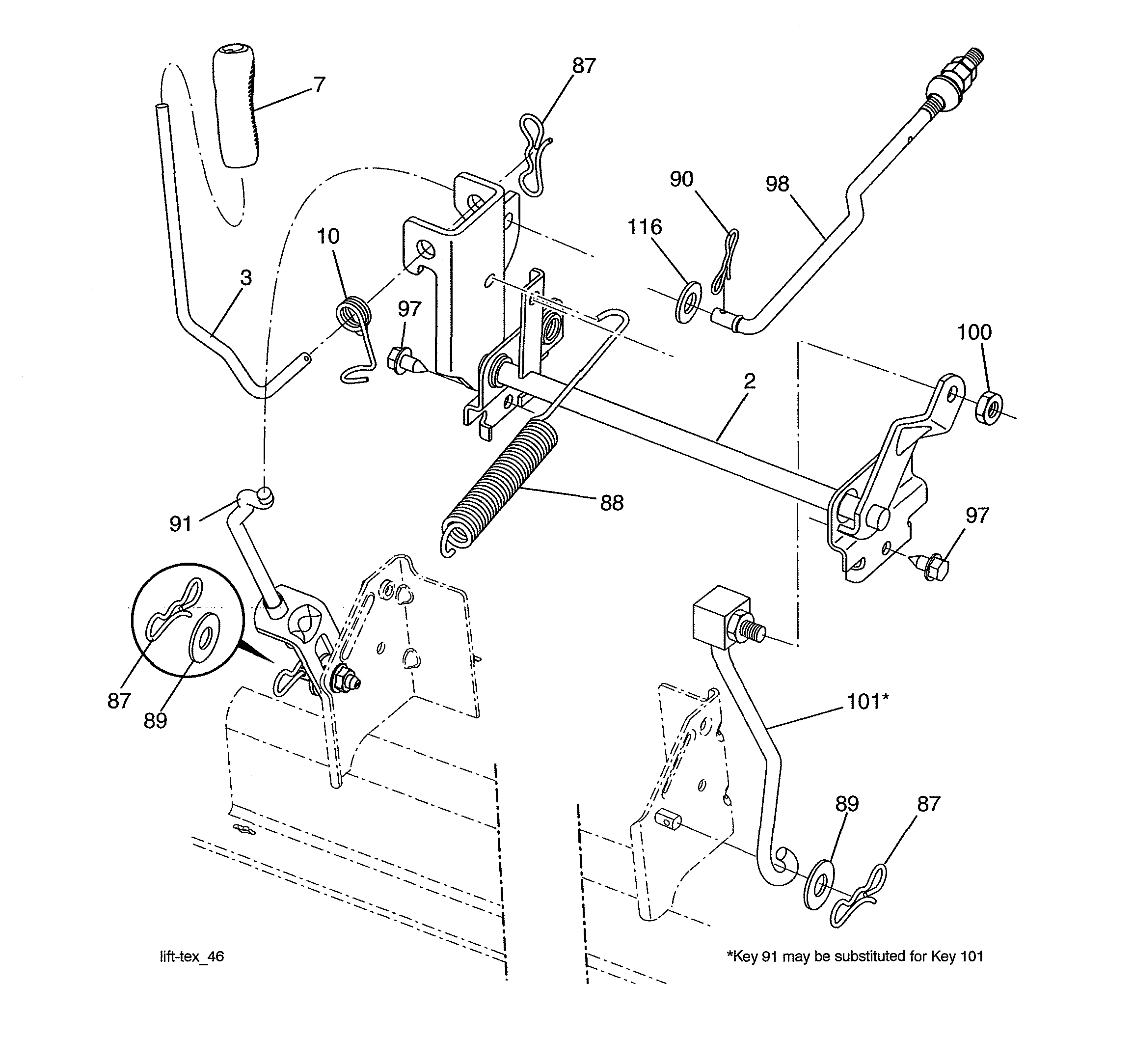 Jonsered YT46-96043019700 mower lift diagram