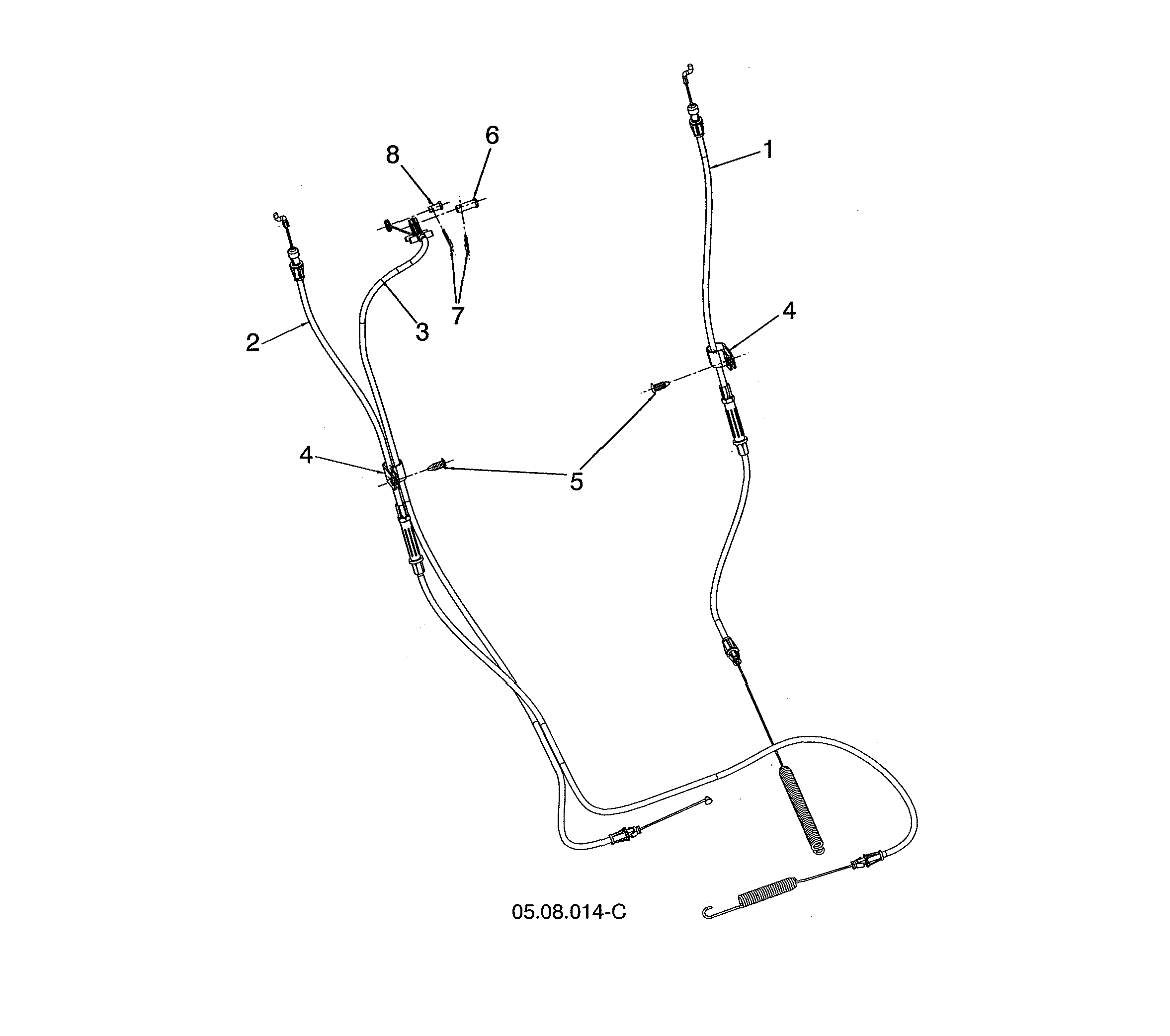 Husqvarna 96193012204 drive & auger cable controls diagram