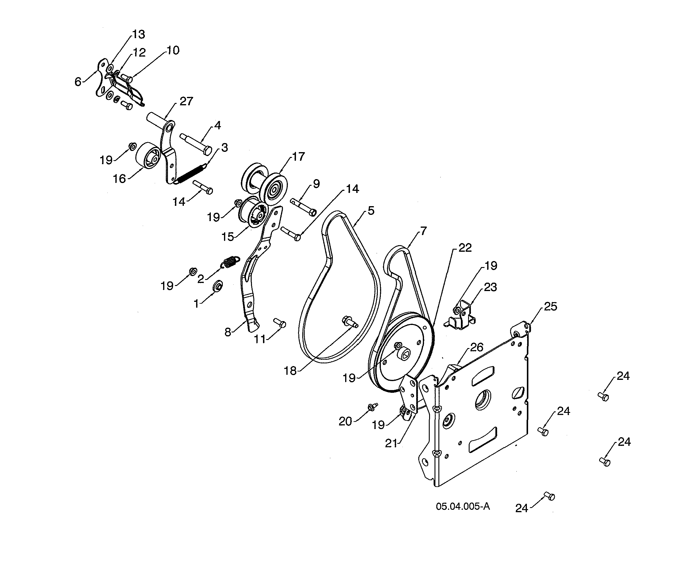 Husqvarna 96193012204 chassis/engine/pulleys diagram