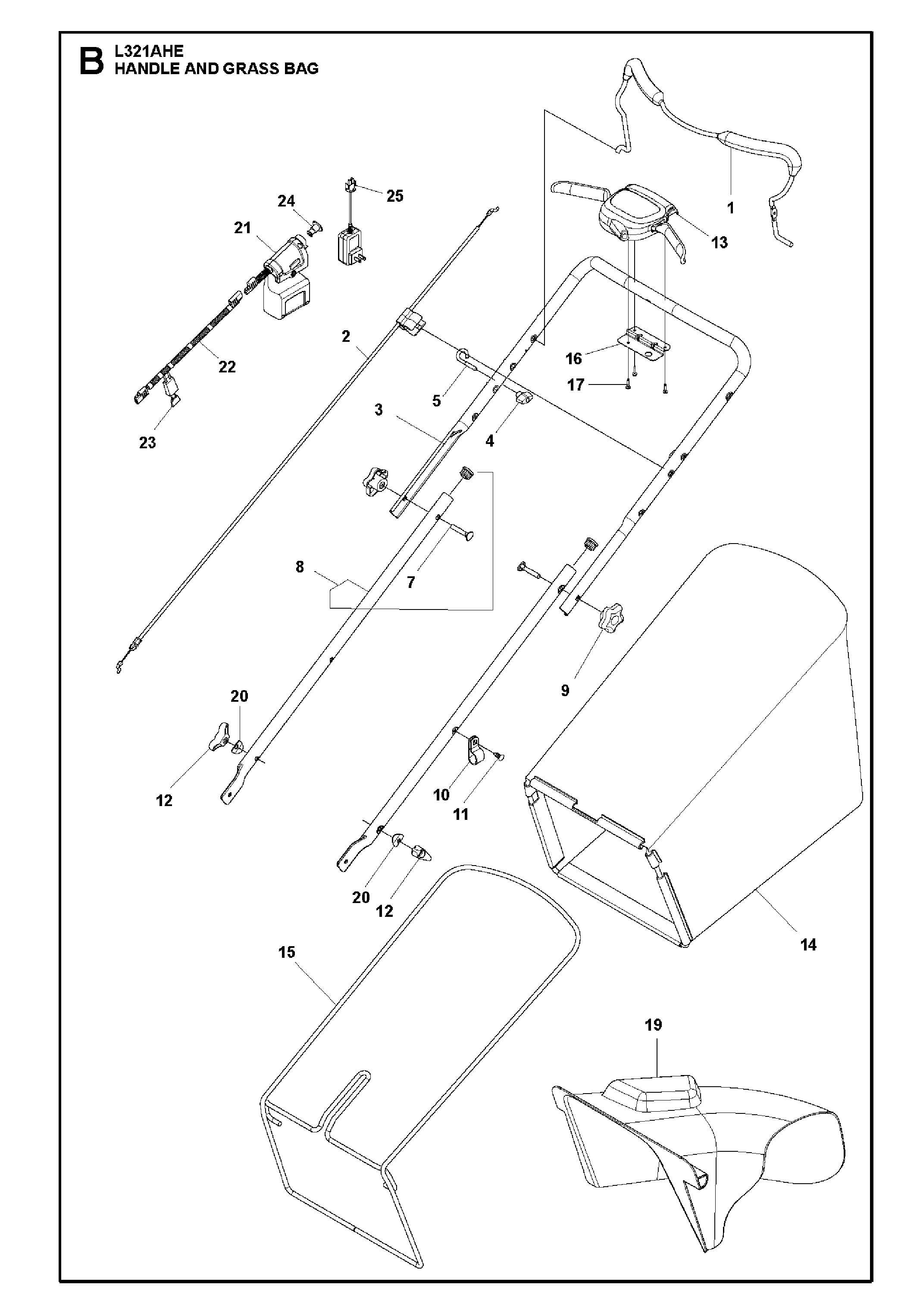 Husqvarna L321AHE-96794990100 handle diagram
