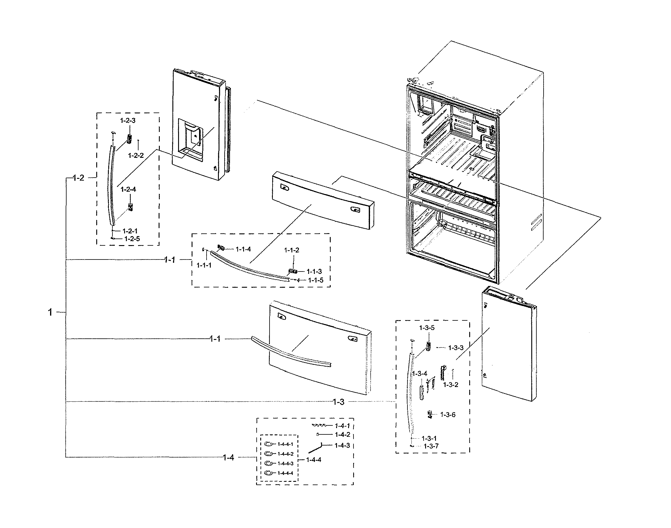 Samsung RF28R7351SG/AA-00 handle parts diagram