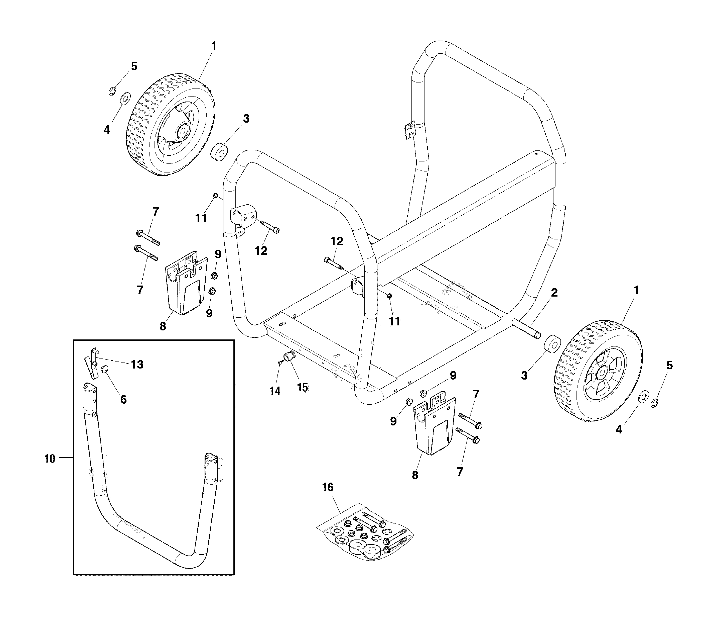 Craftsman CMXGGAS030733 wheel kit diagram