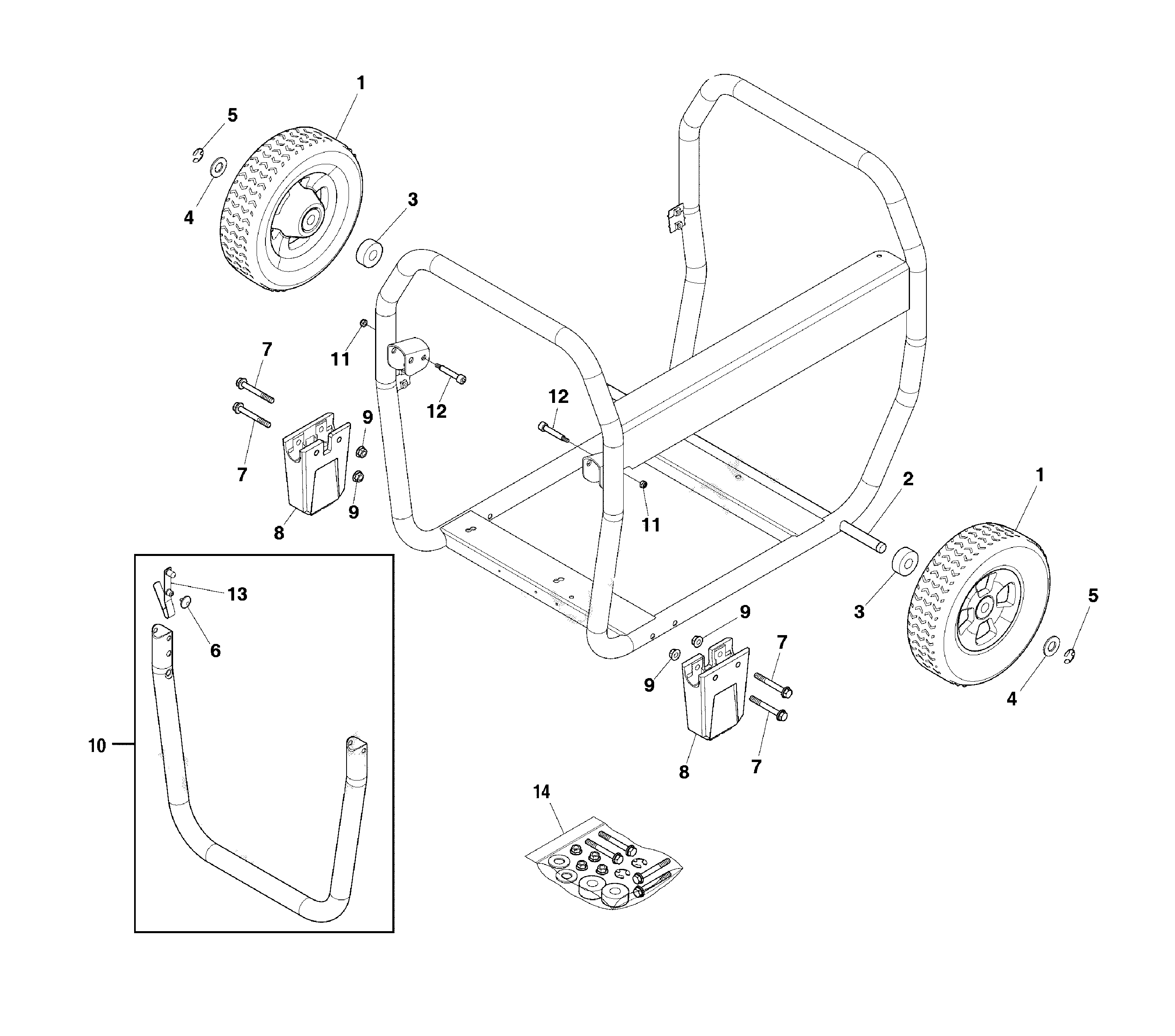 Craftsman CMXGGAS030790 wheel kit diagram