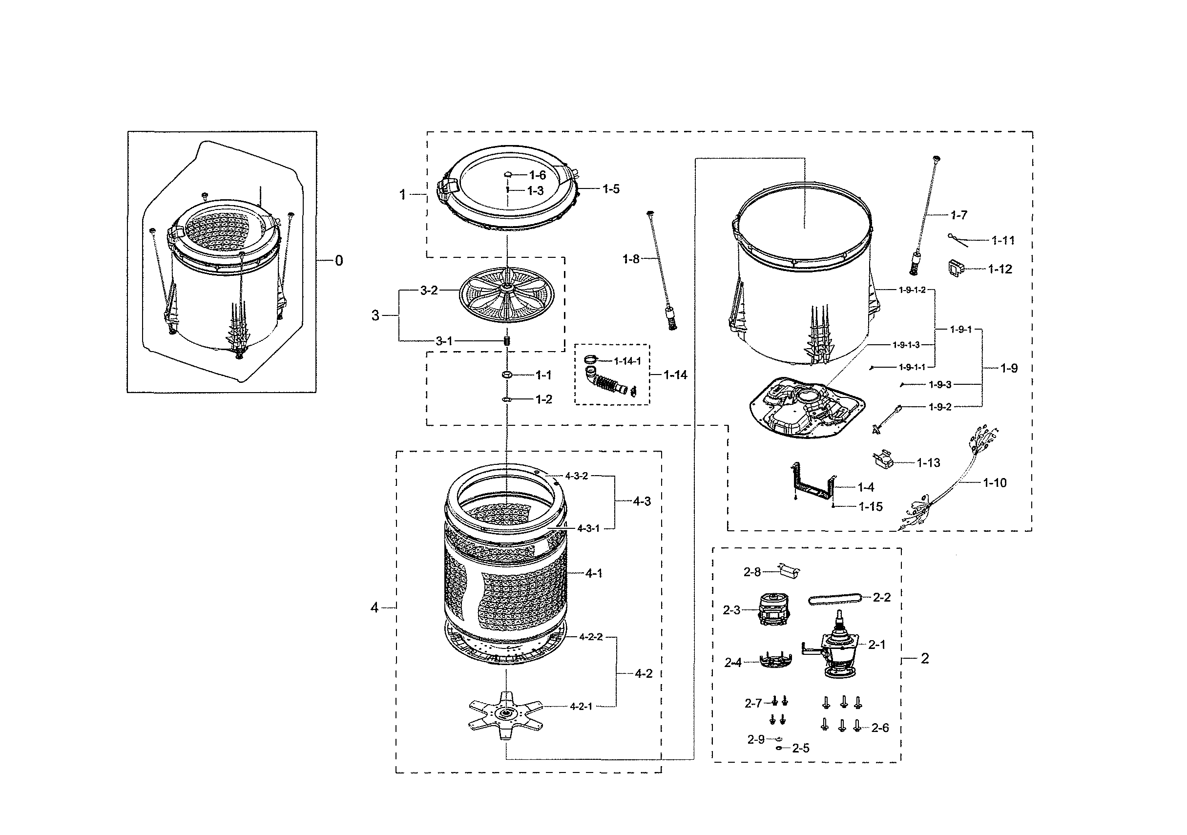 Samsung WA40J3000AW/AA-13 tub parts diagram