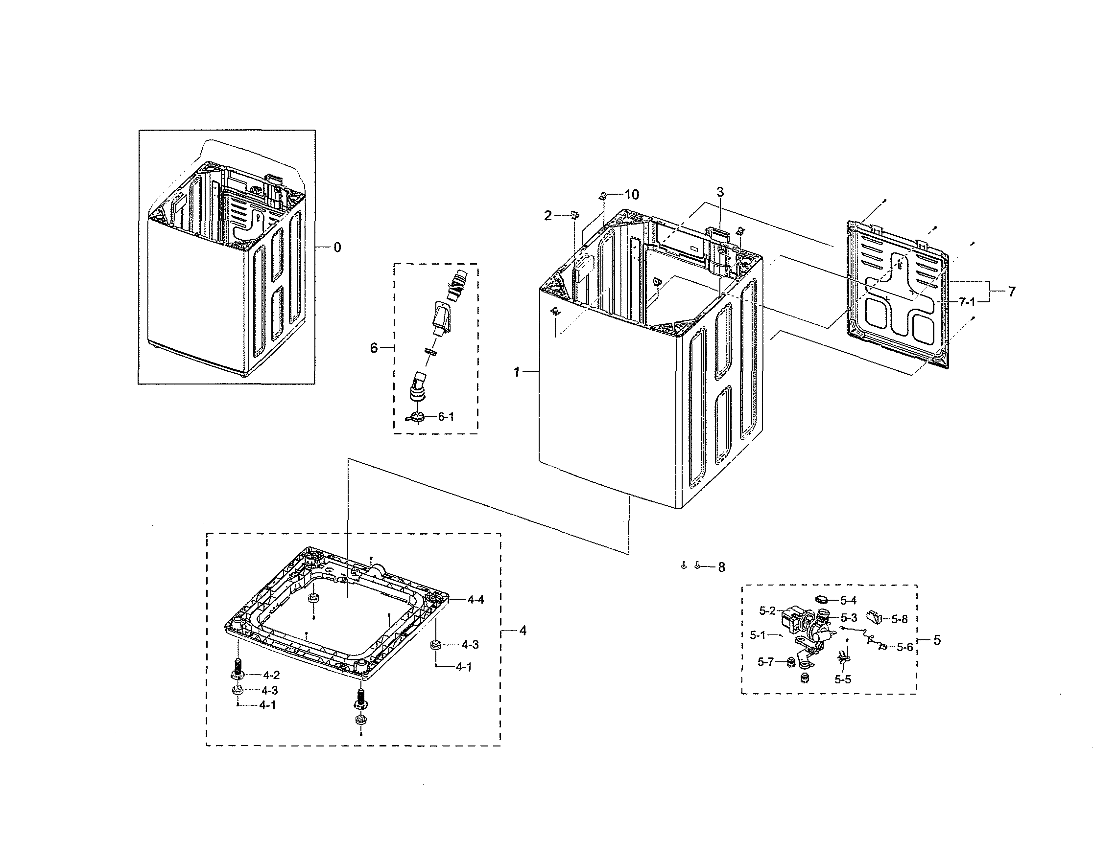 Samsung WA40J3000AW/AA-13 frame parts diagram