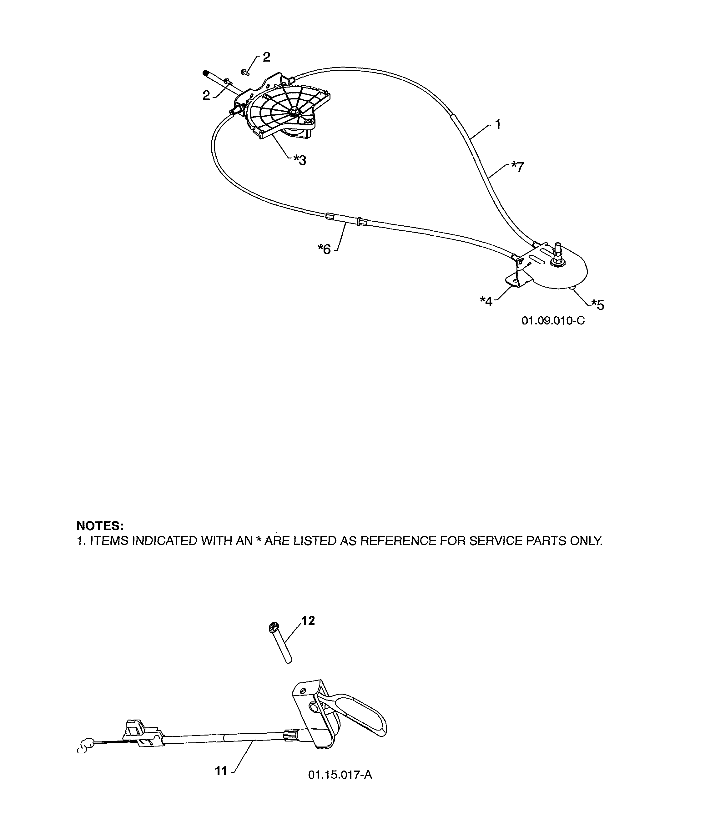 Poulan 12527HVX-96195001800 lever/cable rotator/steer cable diagram