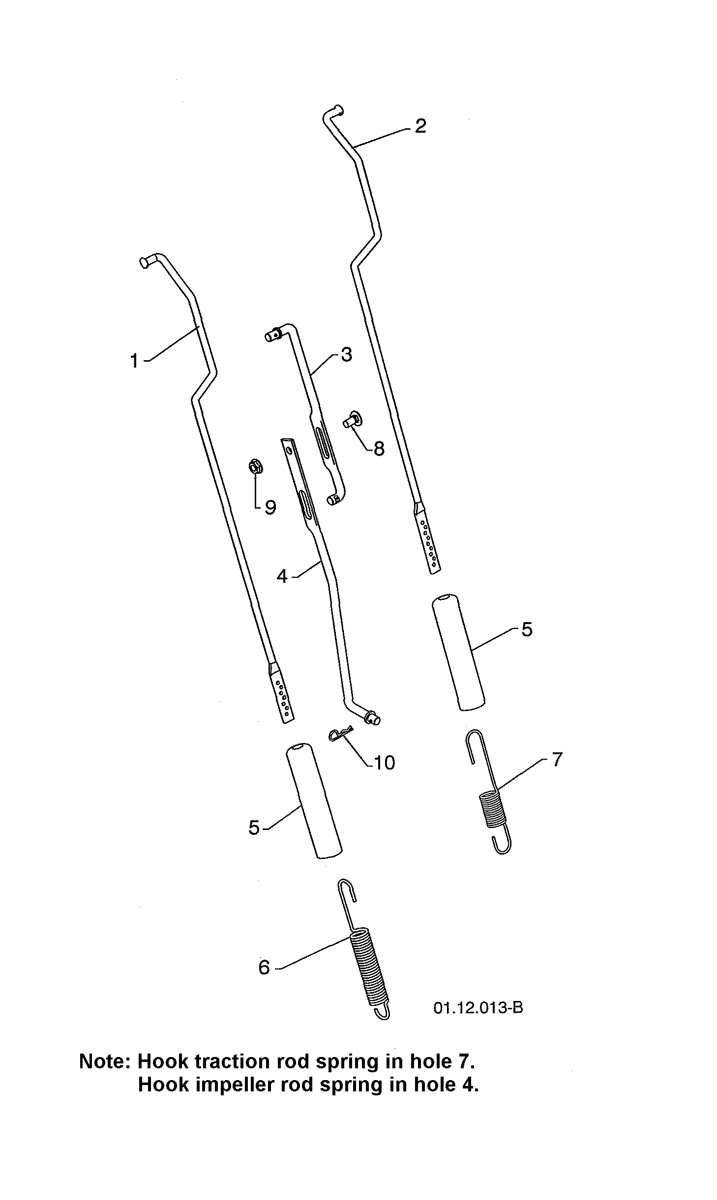 Poulan 12527HVX-96195001800 rod impeller & traction control diagram