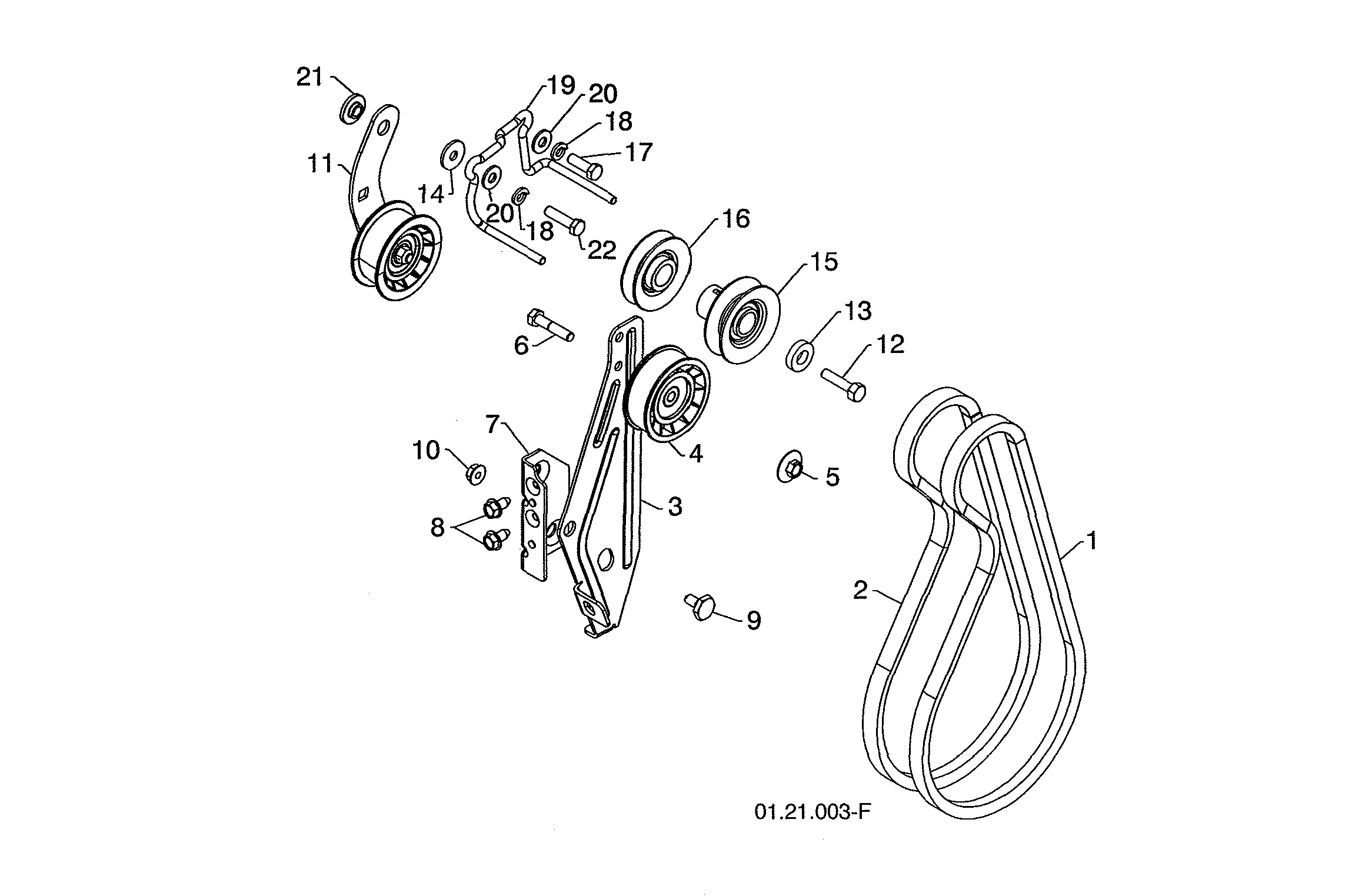 Poulan 12527HVX-96195001800 impeller & traction belts diagram