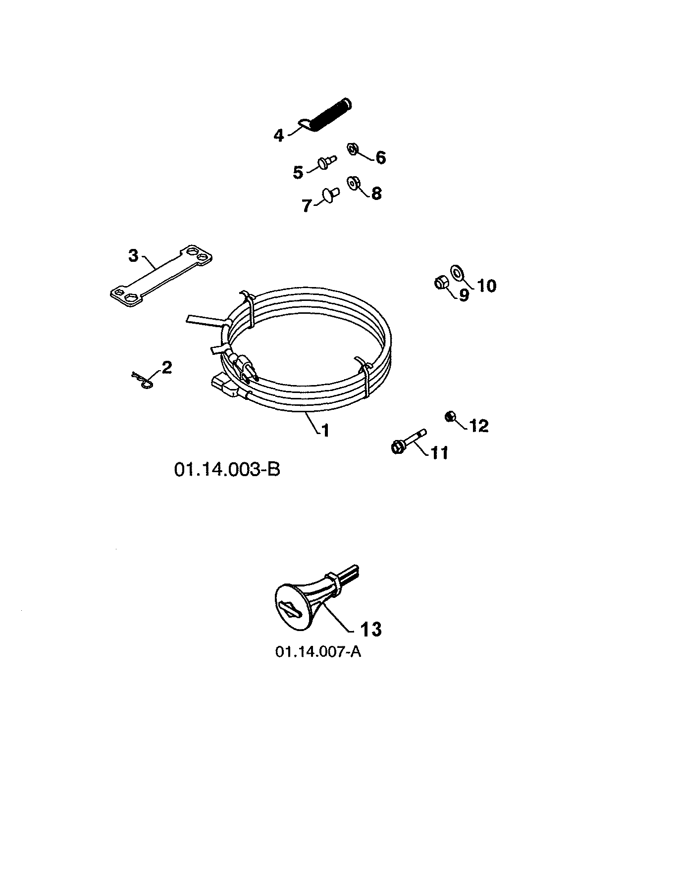 Poulan 12527HVX-96195001800 bag of parts diagram