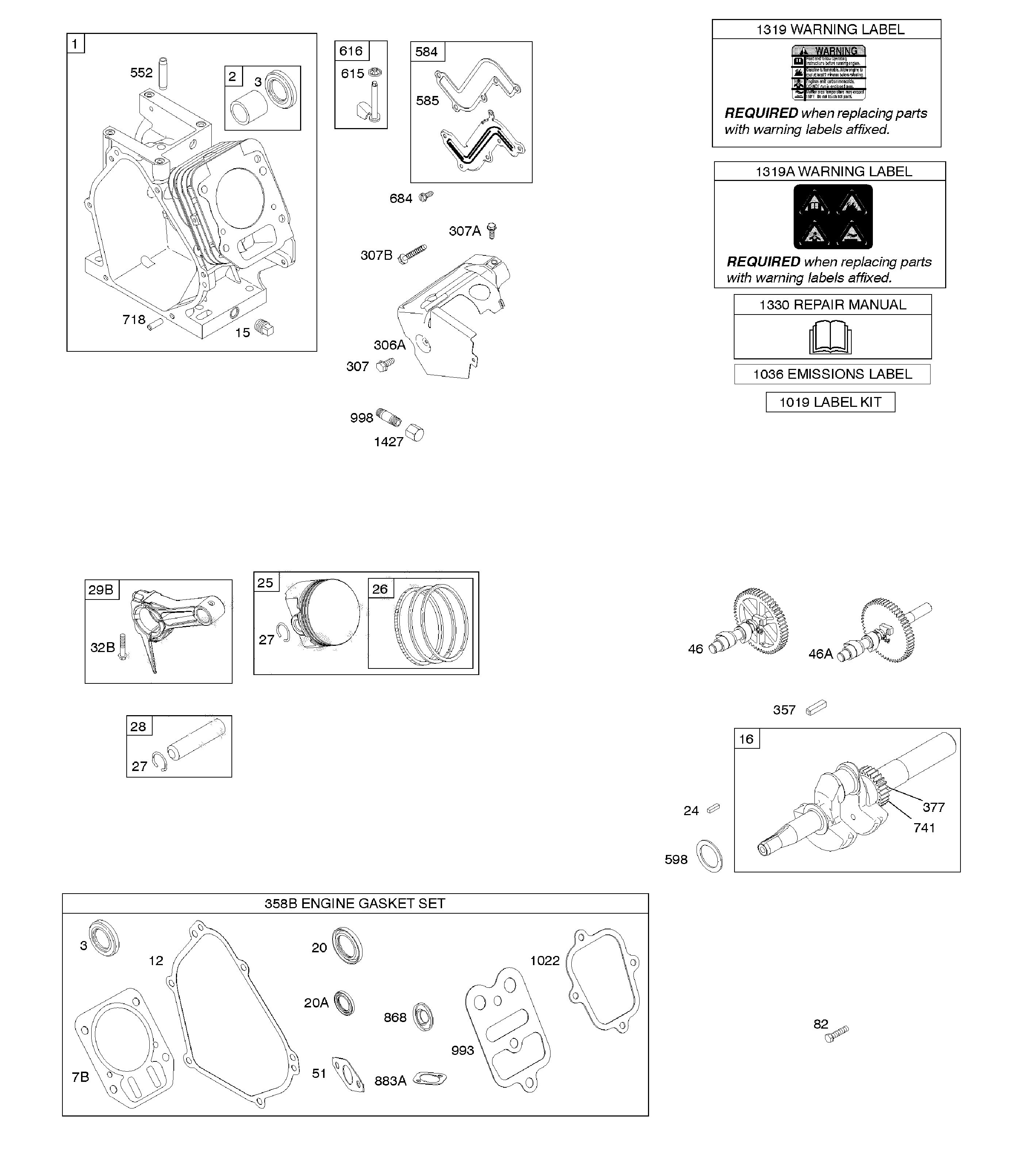 Poulan 12527HVX-96195001800 camshaft/crankshaft/cylinder/piston diagram