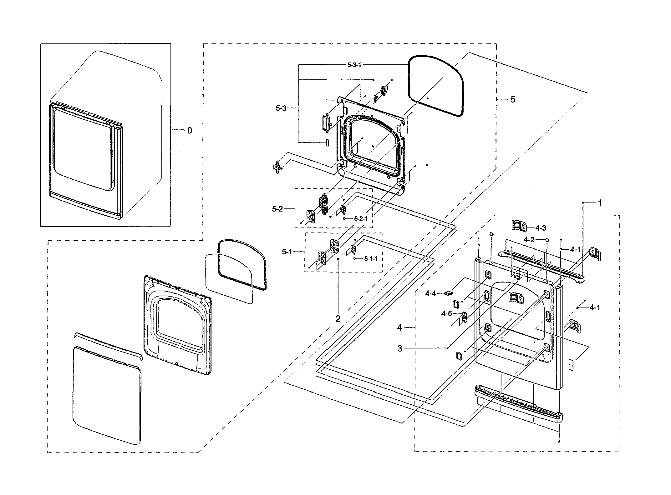 Samsung DVE50R5400V/A3-00 front parts diagram