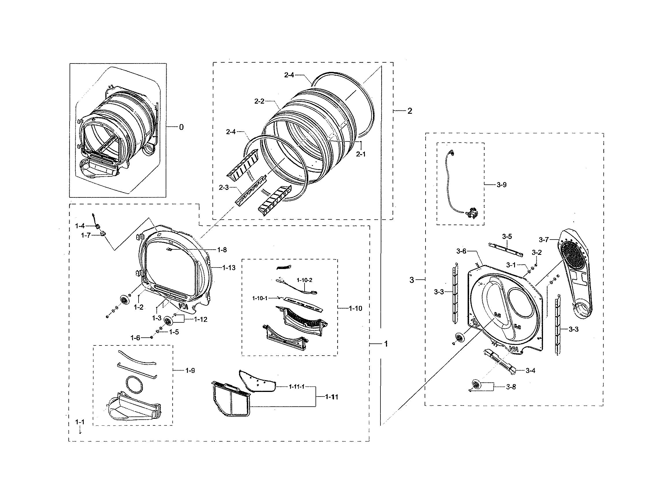 Samsung DVE50R5400V/A3-00 drum diagram