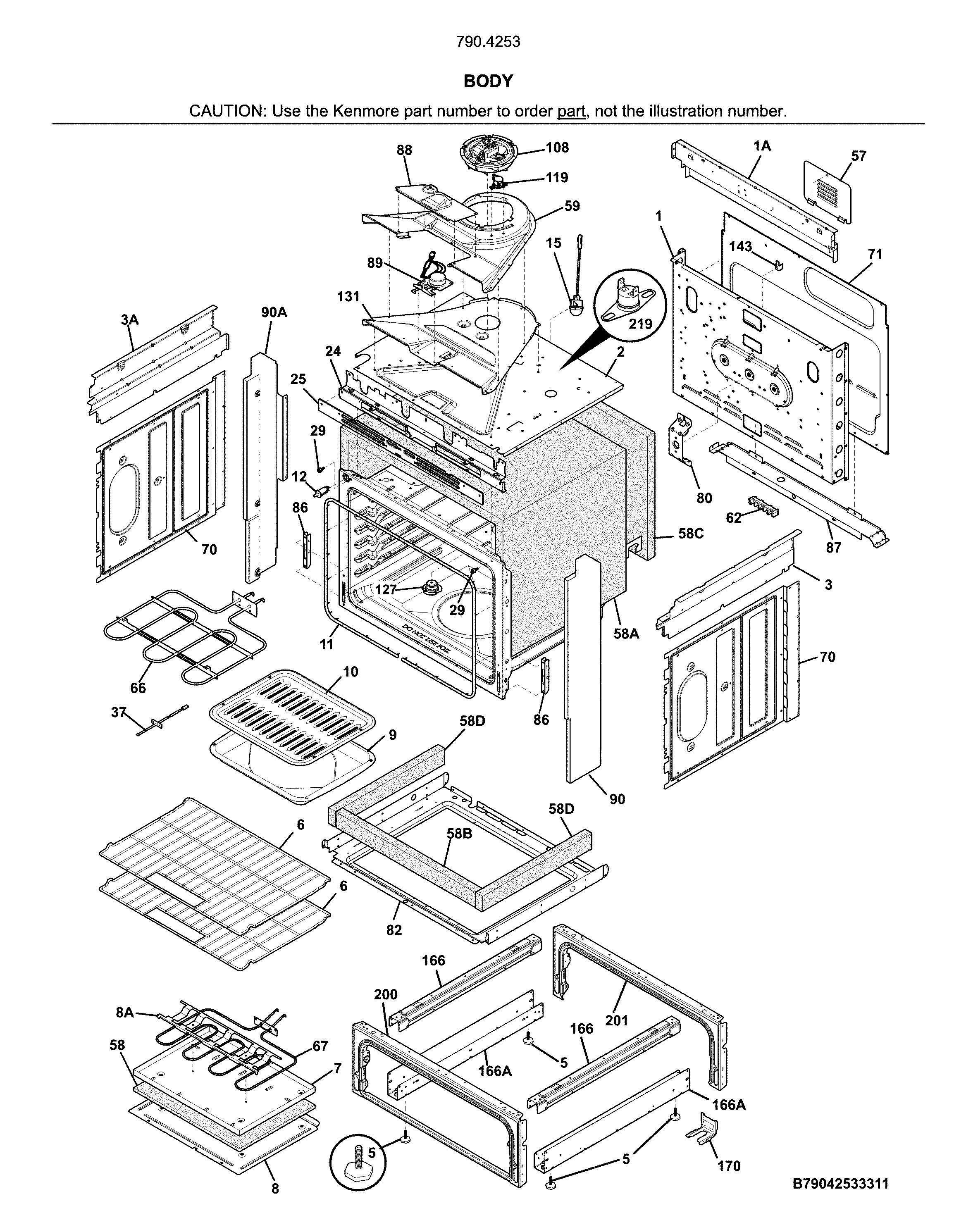 Kenmore 79042531311 body diagram