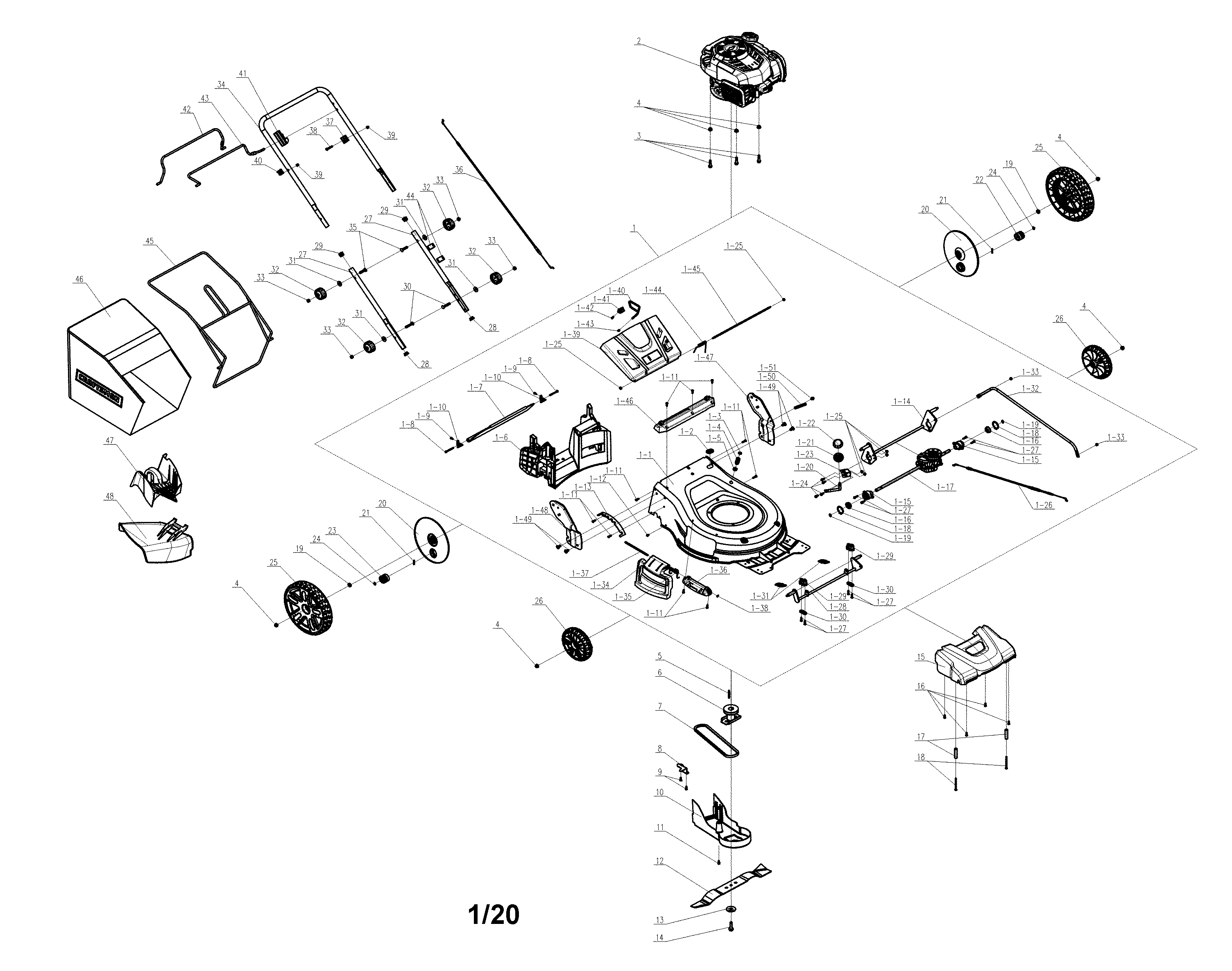 Craftsman 154378160 lawn mower diagram