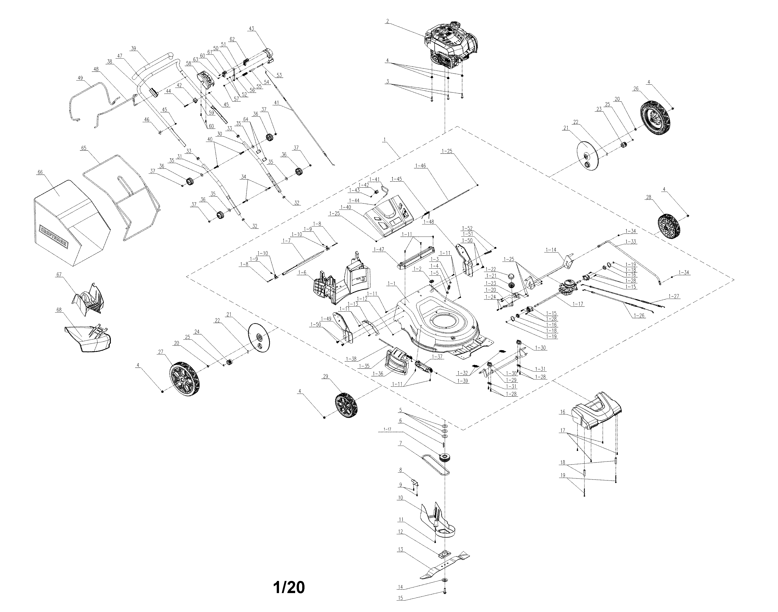 Craftsman 154378370 lawn mower diagram