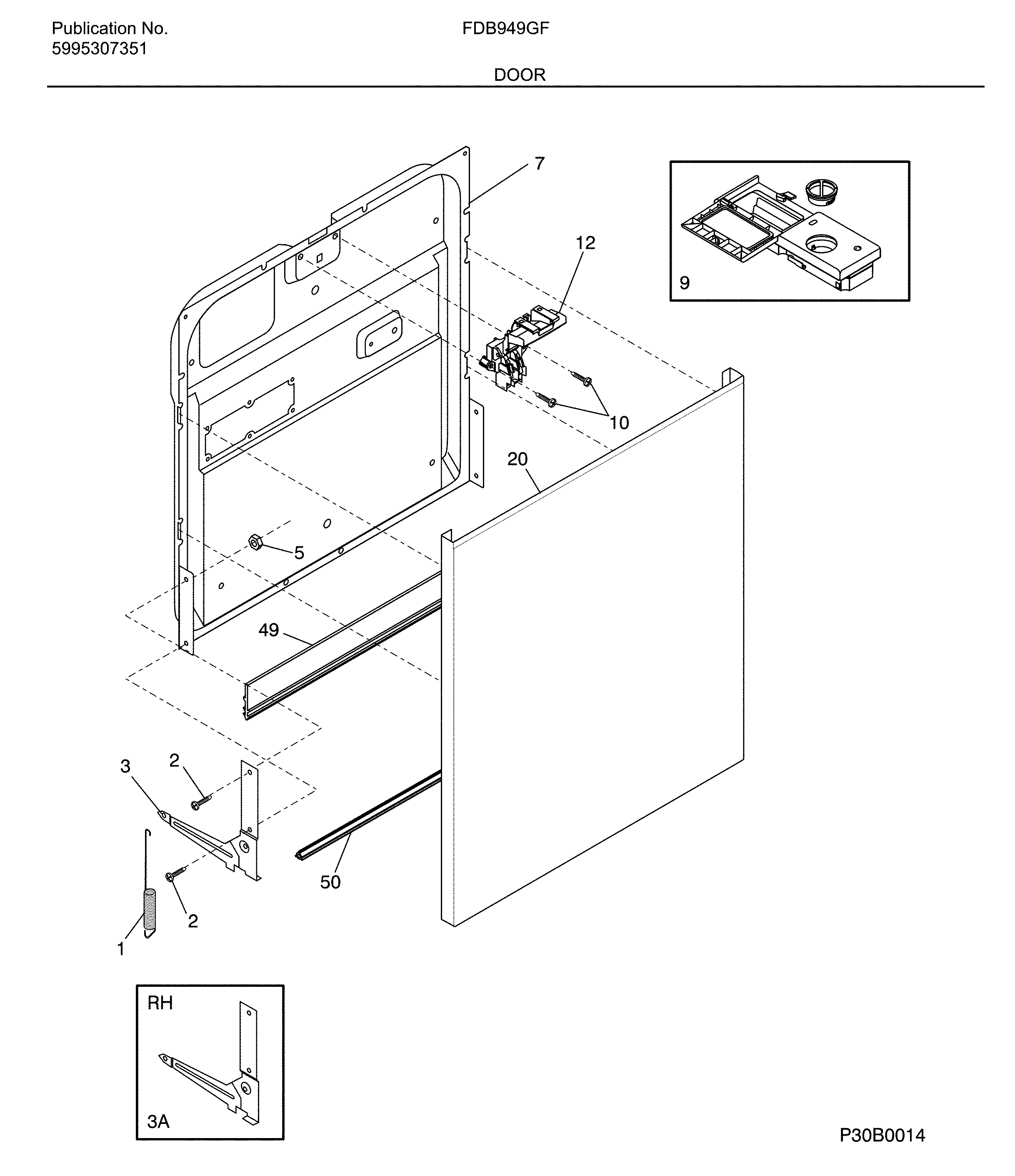 Frigidaire FDB949GFB2 door diagram