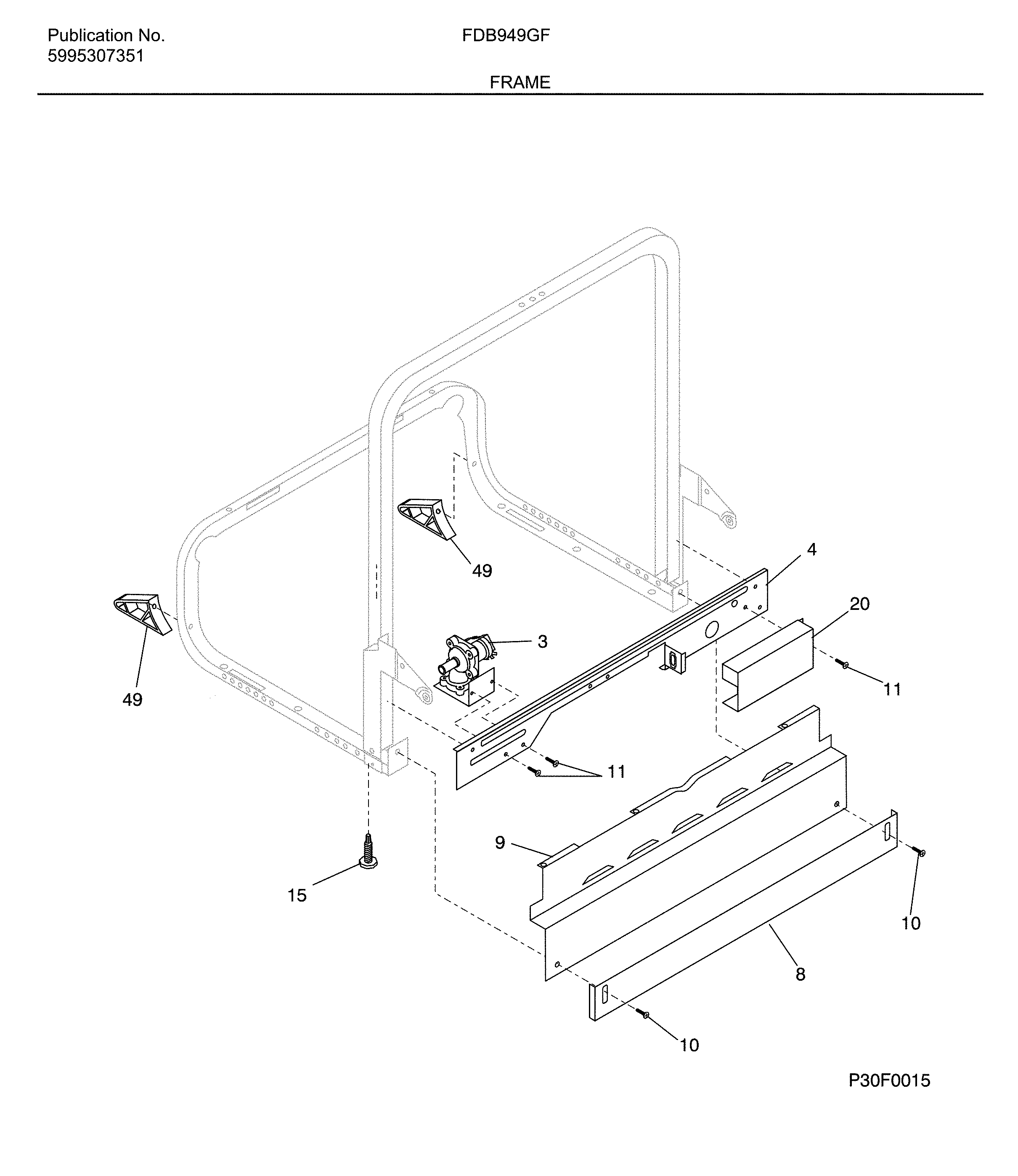 Frigidaire FDB949GFB2 frame diagram