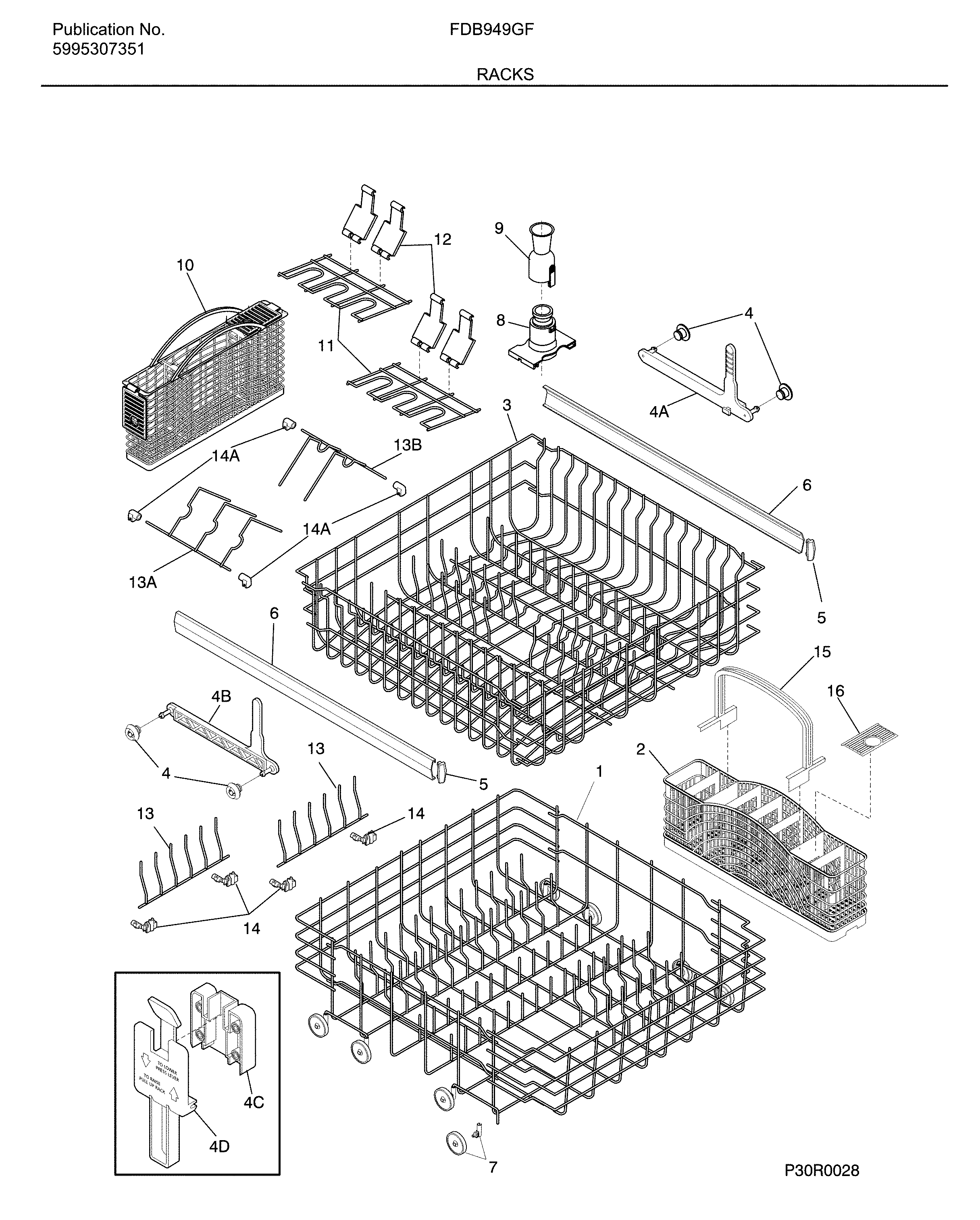 Frigidaire FDB949GFB2 racks diagram