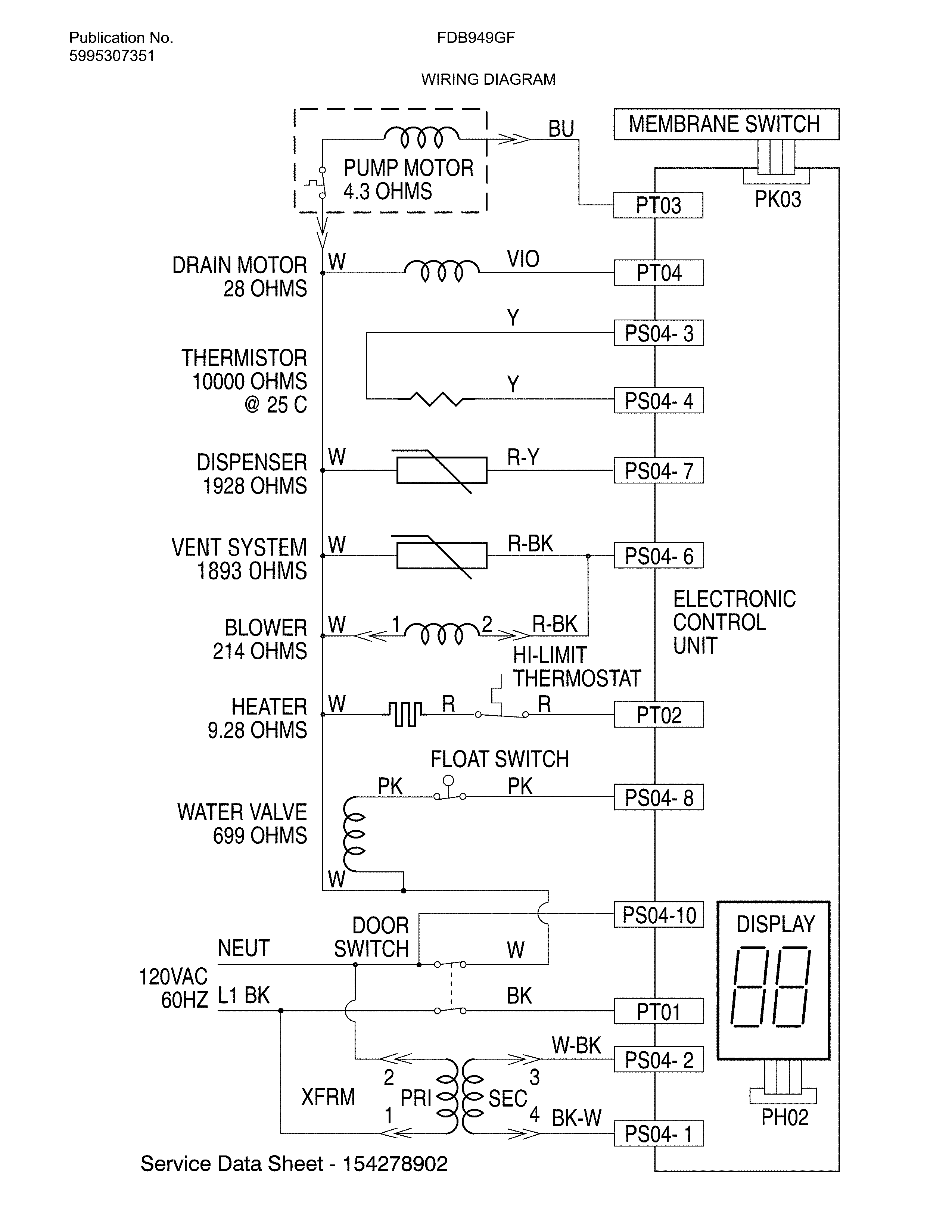Frigidaire FDB949GFB2 wiring diagram diagram