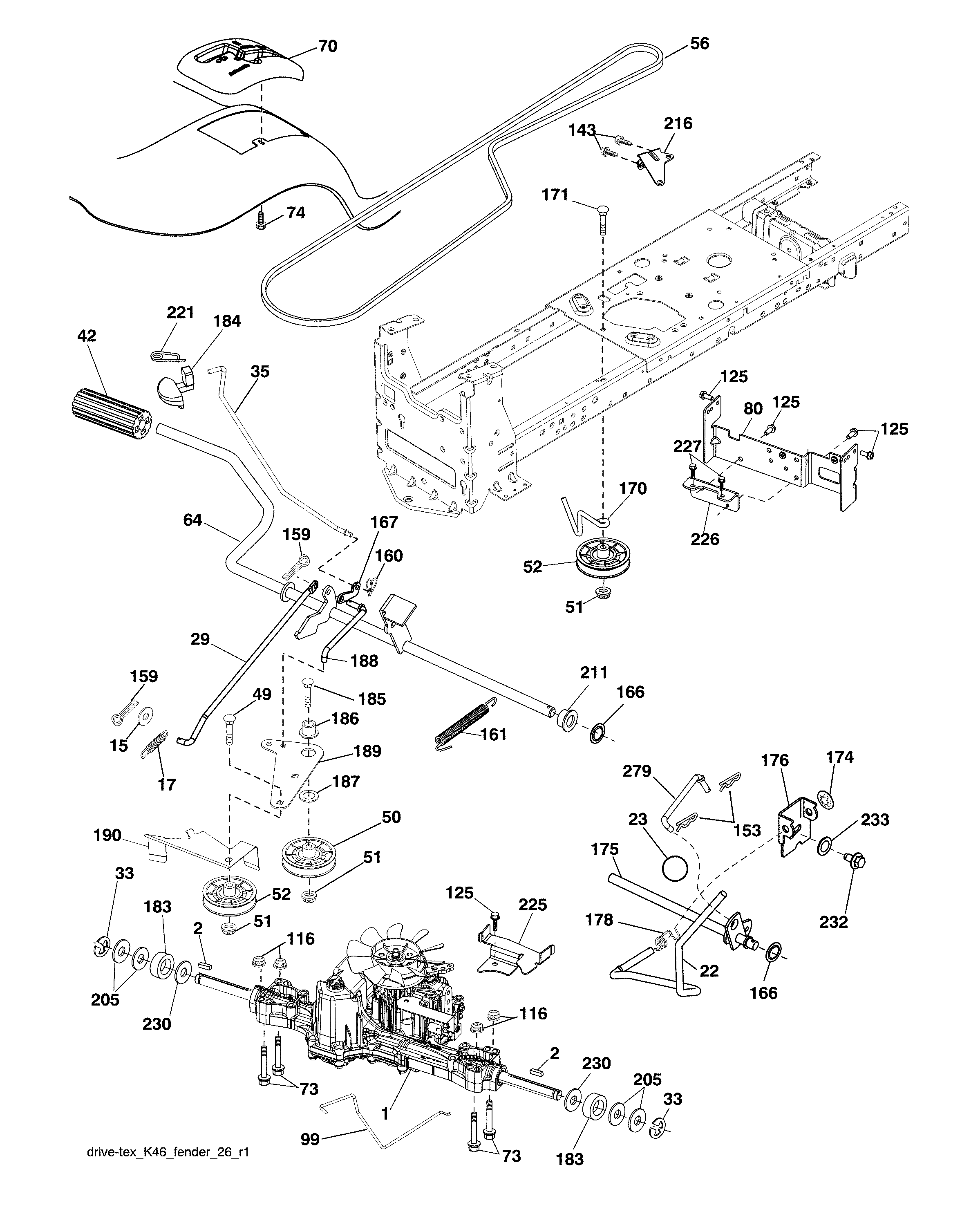 Ariens A21A42-96046005400 drive diagram