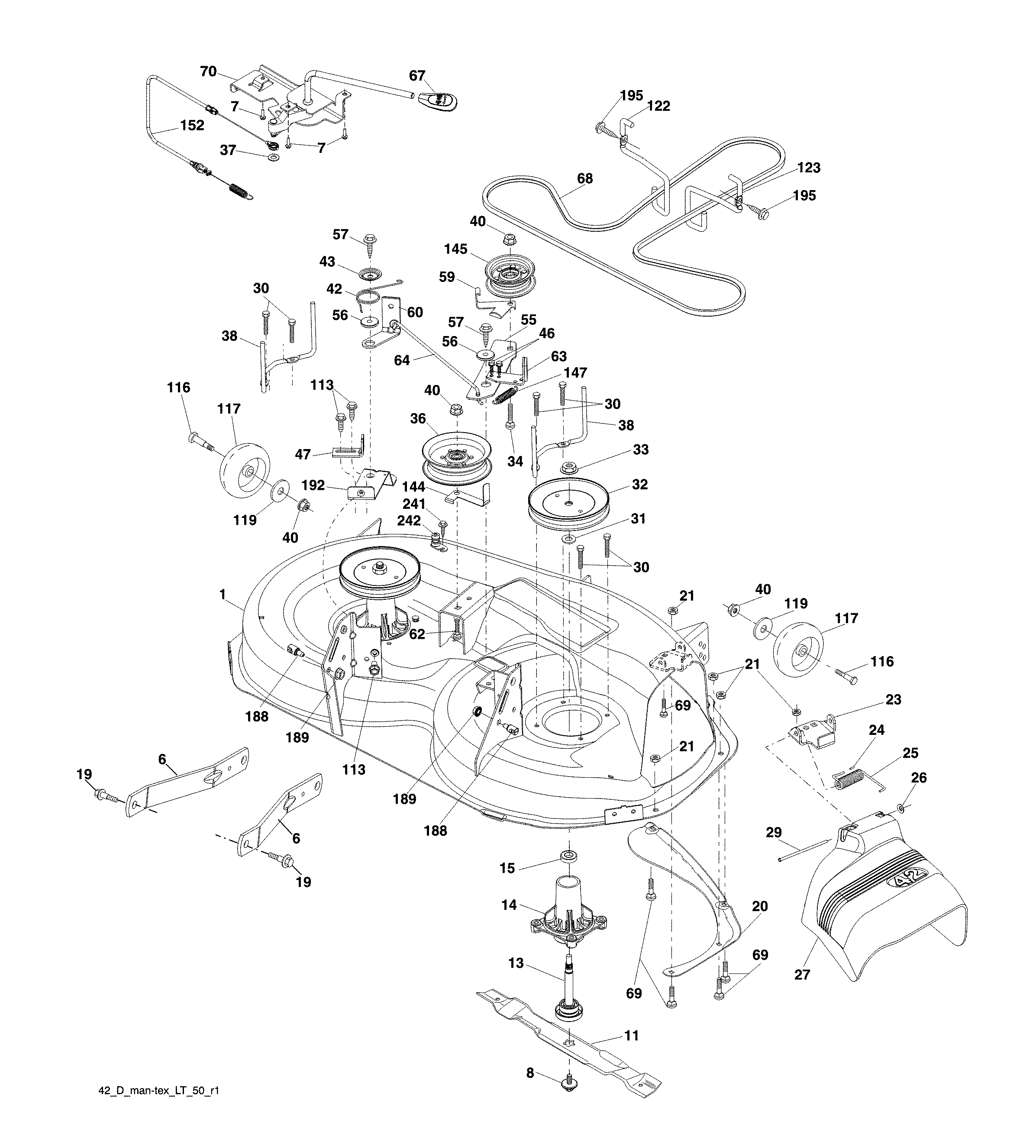 Ariens A21A42-96046005400 mower deck diagram