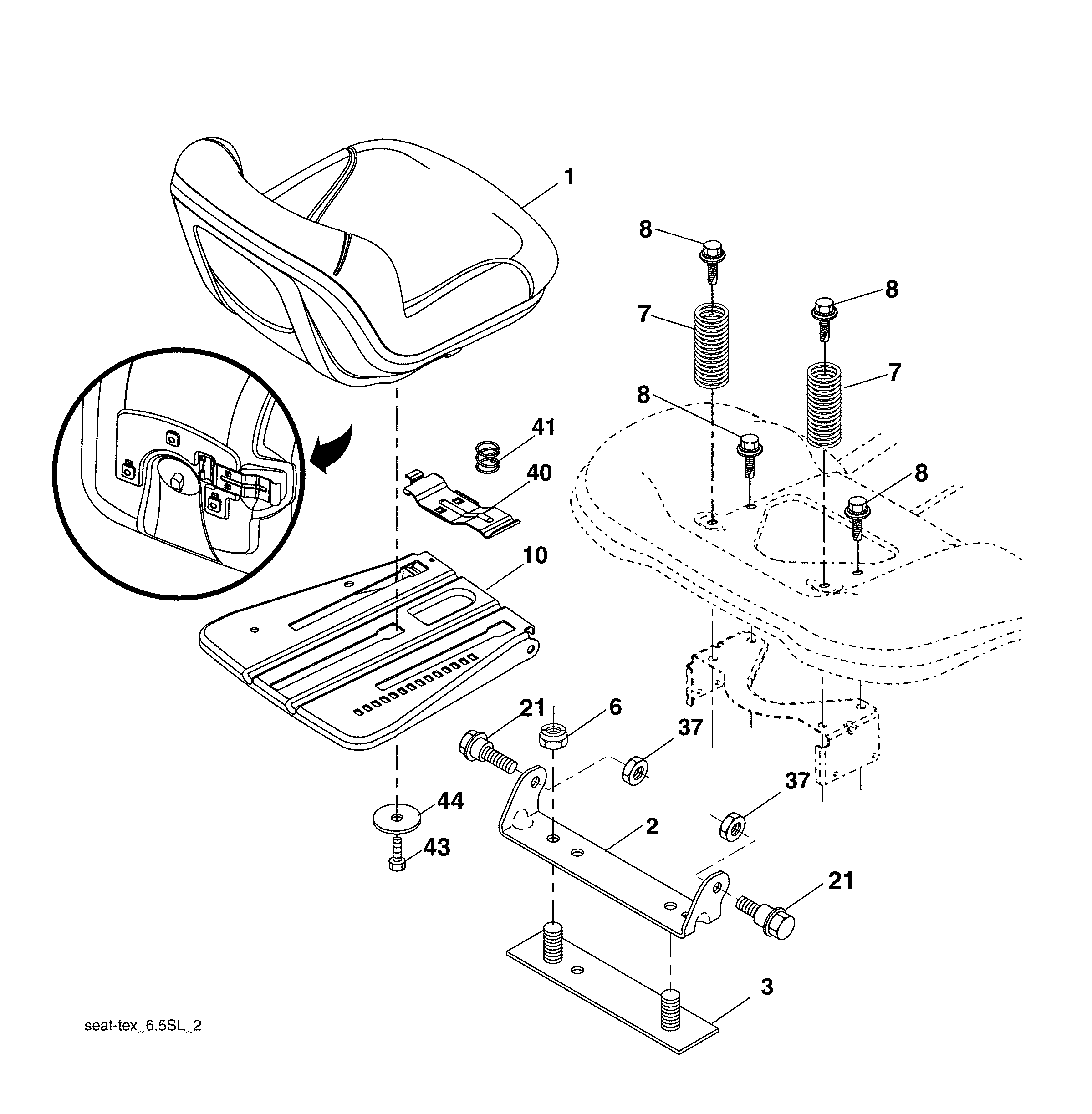 Ariens A21A42-96046005400 seat diagram