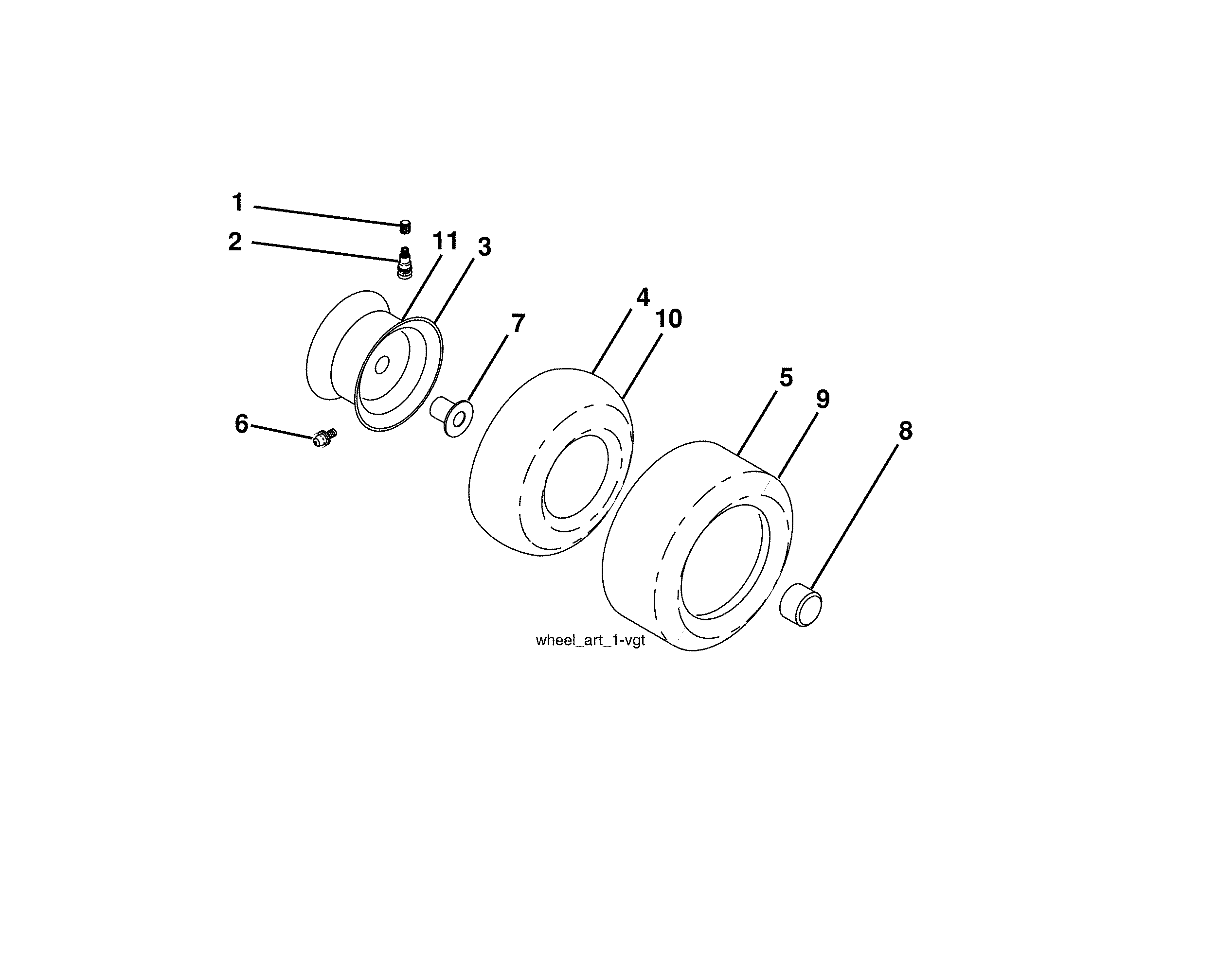 Ariens A21A42-96046005400 wheels & tires diagram