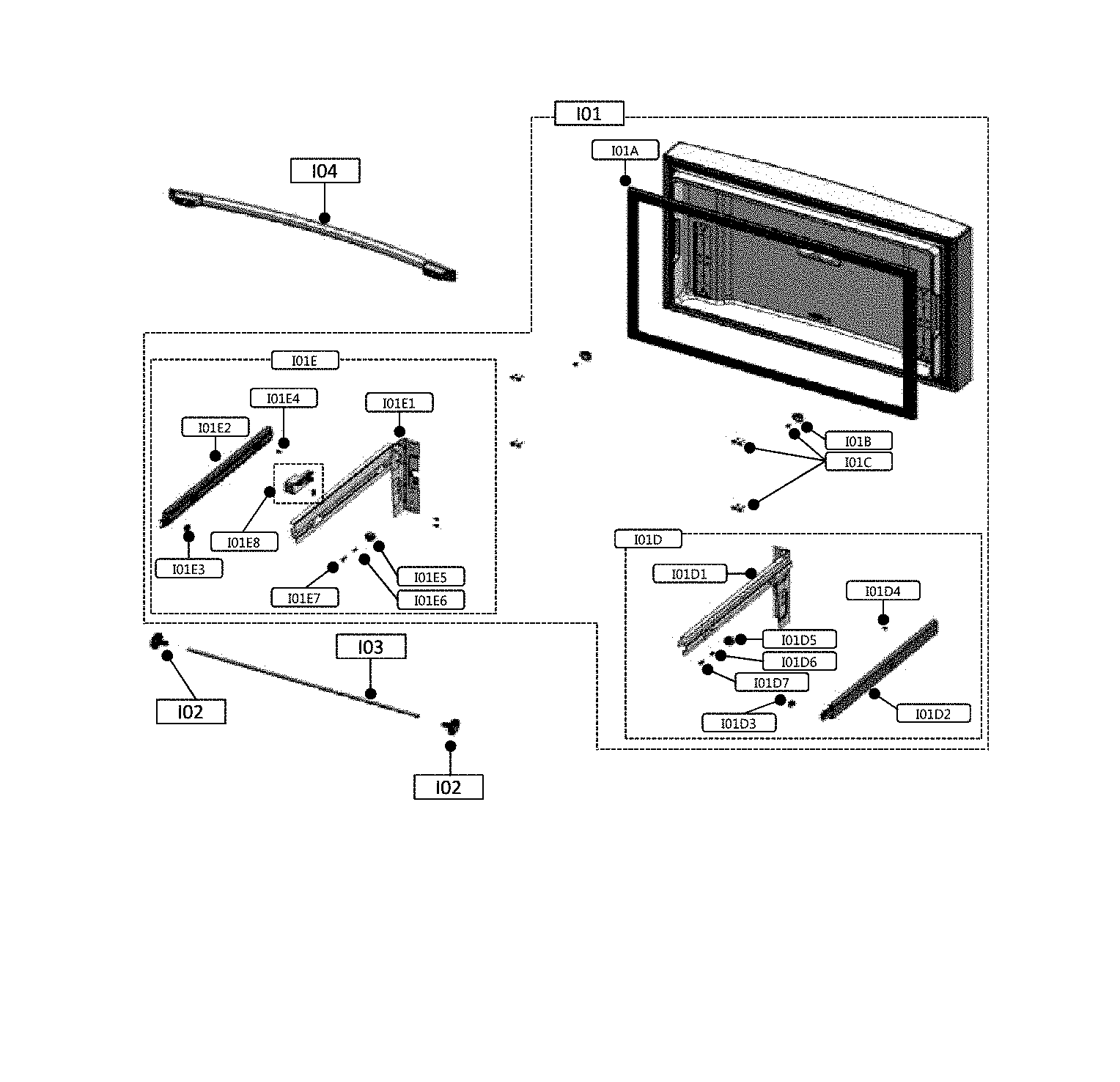 Kenmore Elite 11172699910 f-door & handles diagram