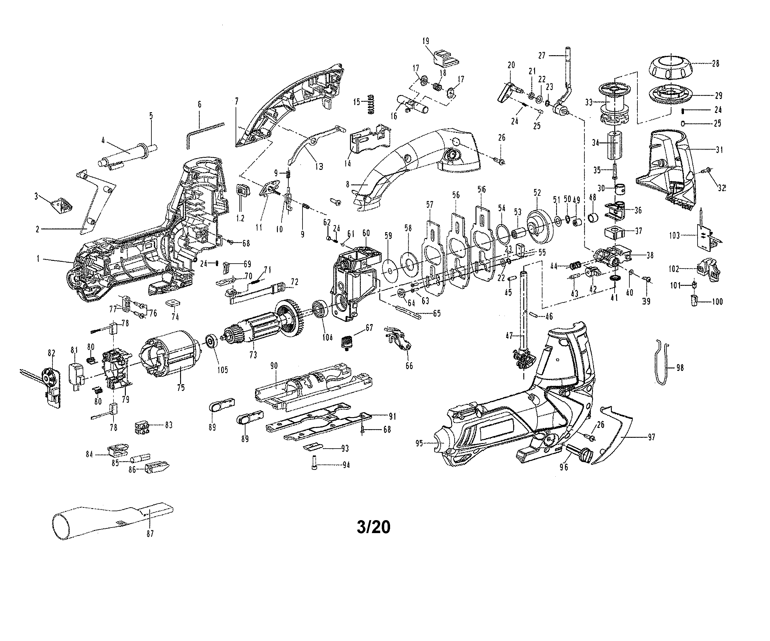 Craftsman 32028223 jig saw diagram